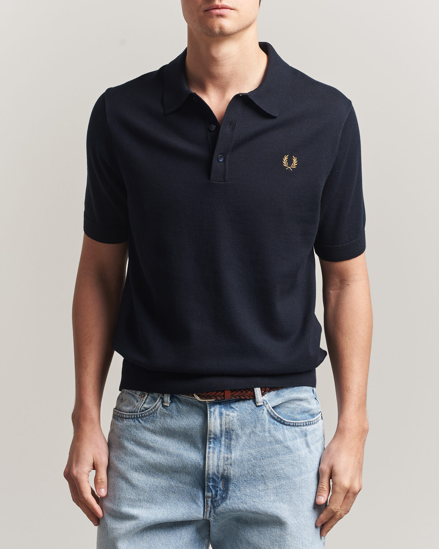 Uomini | Polo | Fred Perry | Cotton Knitted Polo Navy