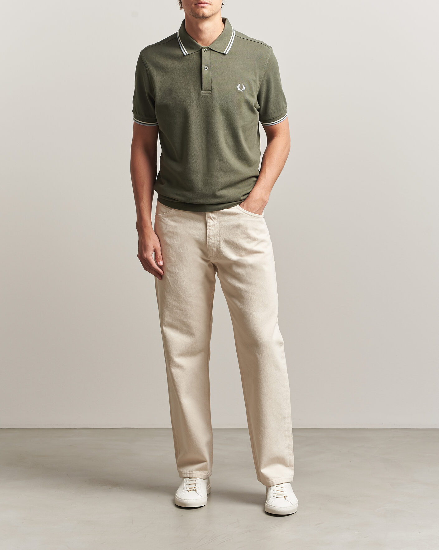 Uomini | Polo | Fred Perry | Twin Tipped Polo Shirt Laurel Wreath Green