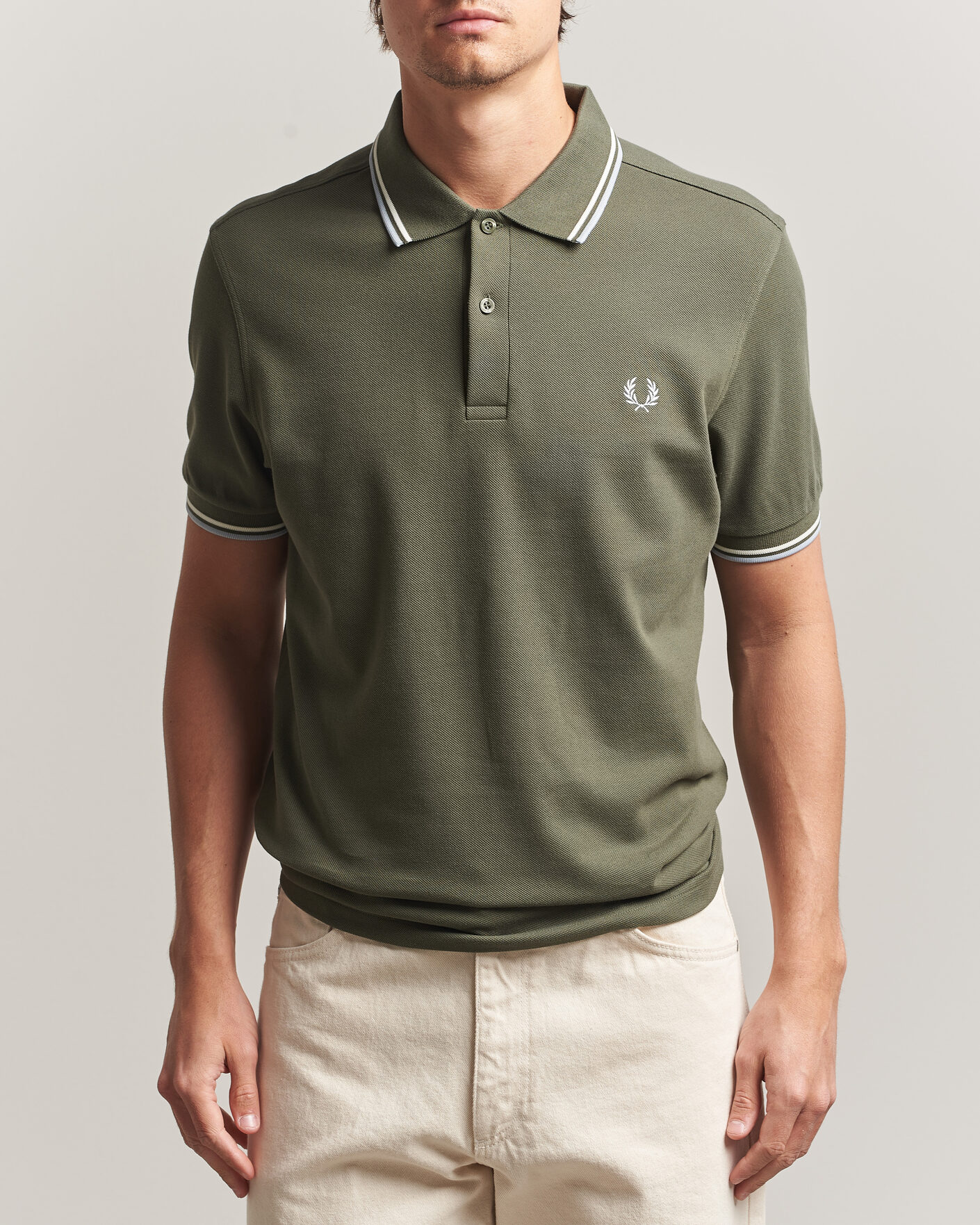 Uomini | Polo | Fred Perry | Twin Tipped Polo Shirt Laurel Wreath Green