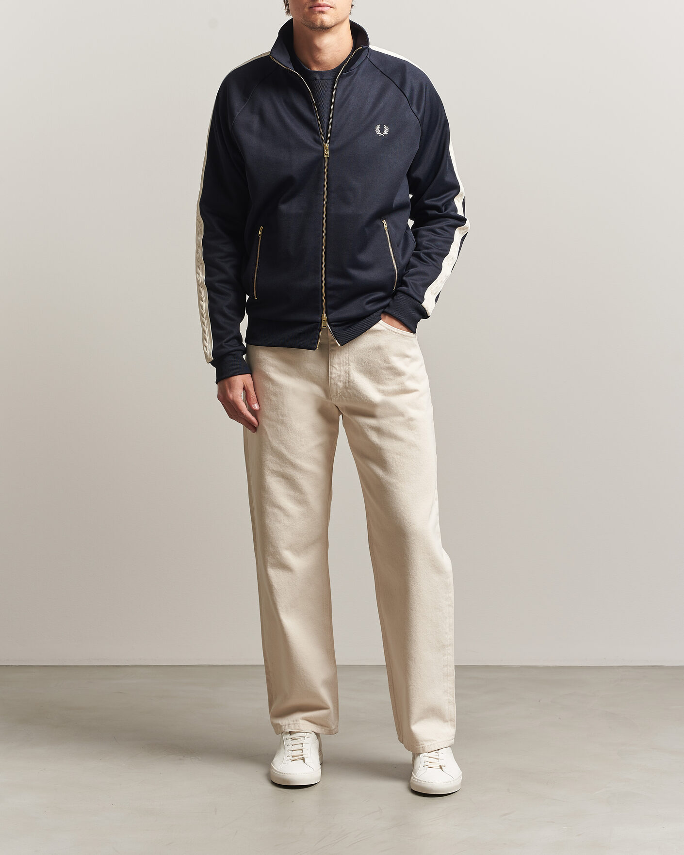 Uomini | Maglieria | Fred Perry | Cable Taped Track Jacket Navy