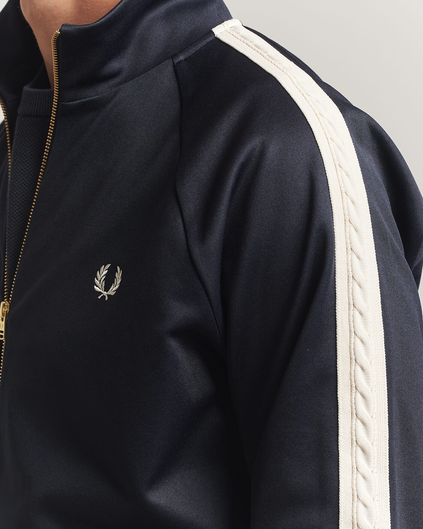 Uomini | Maglieria | Fred Perry | Cable Taped Track Jacket Navy