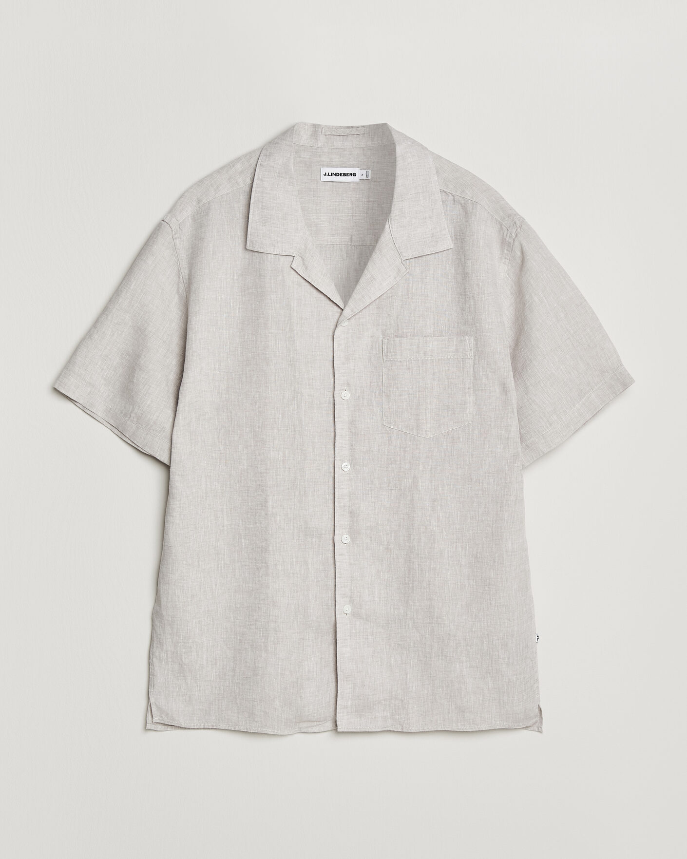 Uomini | Camicie | J.Lindeberg | Elio Linen Short Sleeve Shirt Moonbeam