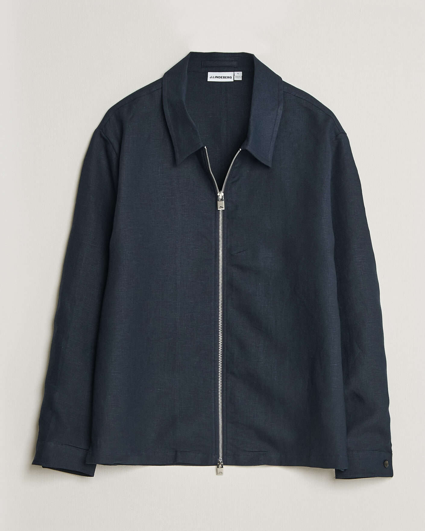 Uomini | Camicie | J.Lindeberg | Julius Drape Linen Overshirt Navy