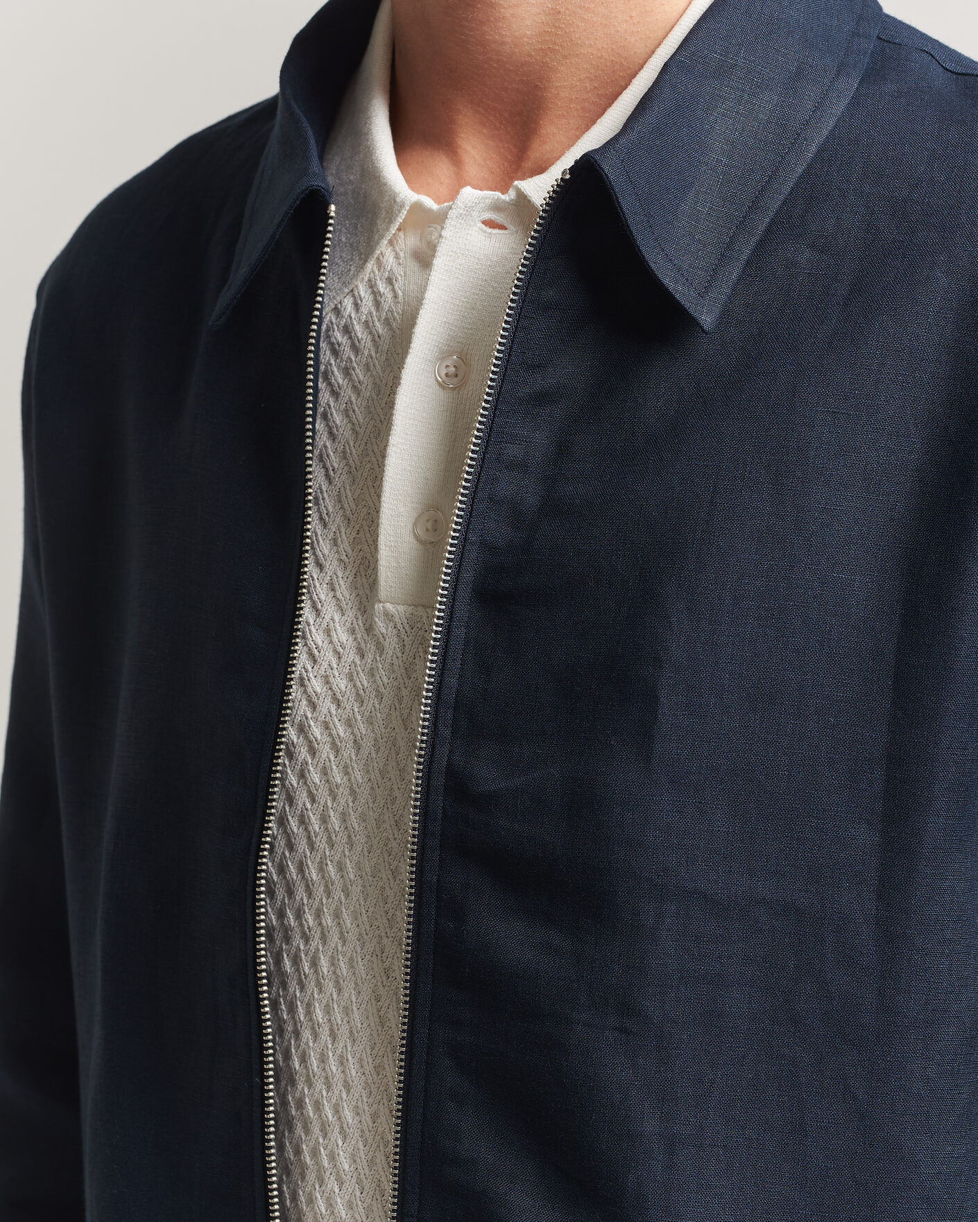 Uomini | Camicie | J.Lindeberg | Julius Drape Linen Overshirt Navy
