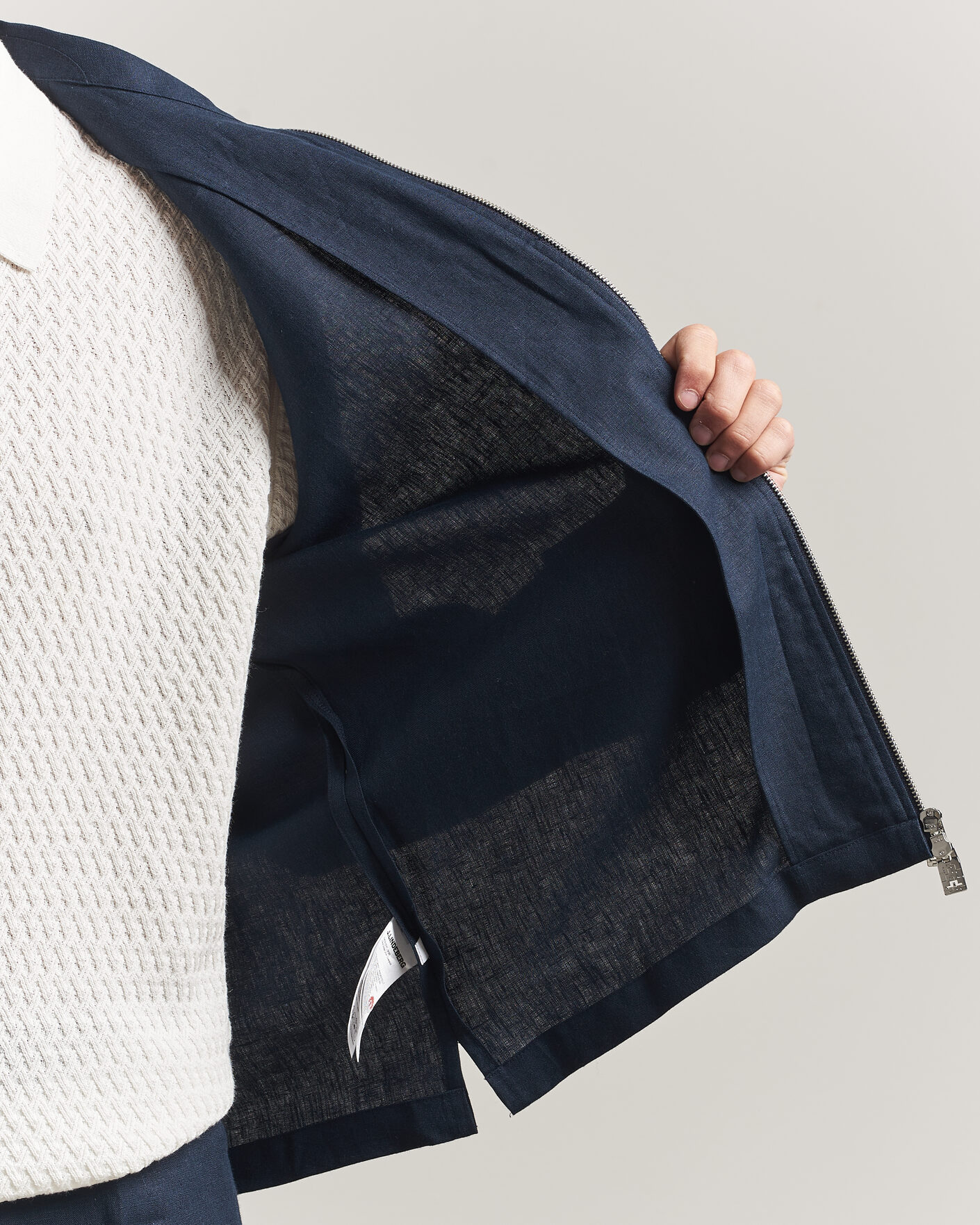 Uomini | Camicie | J.Lindeberg | Julius Drape Linen Overshirt Navy