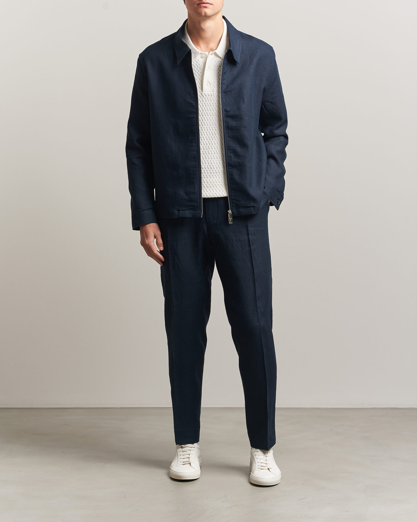 Uomini | Pantaloni | J.Lindeberg | Soren Drape Linen Pants Navy