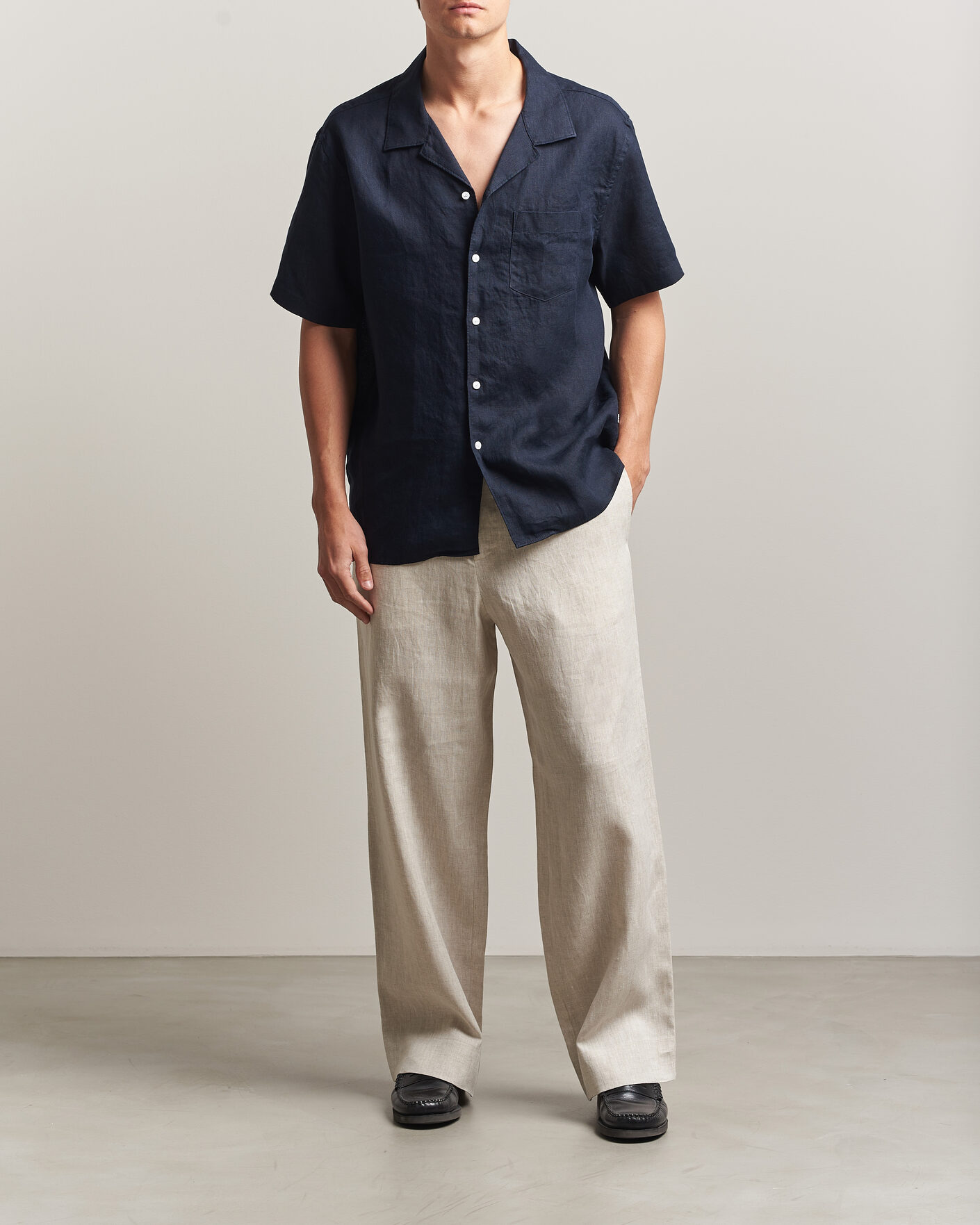 Uomini | Pantaloni | J.Lindeberg | Noah Drape Linen Pants Moonbeam