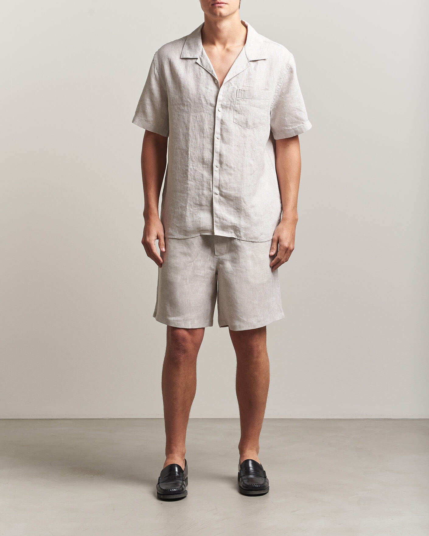 Uomini | Pantaloncini | J.Lindeberg | Joff Linen Drawstring Shorts Moonbeam