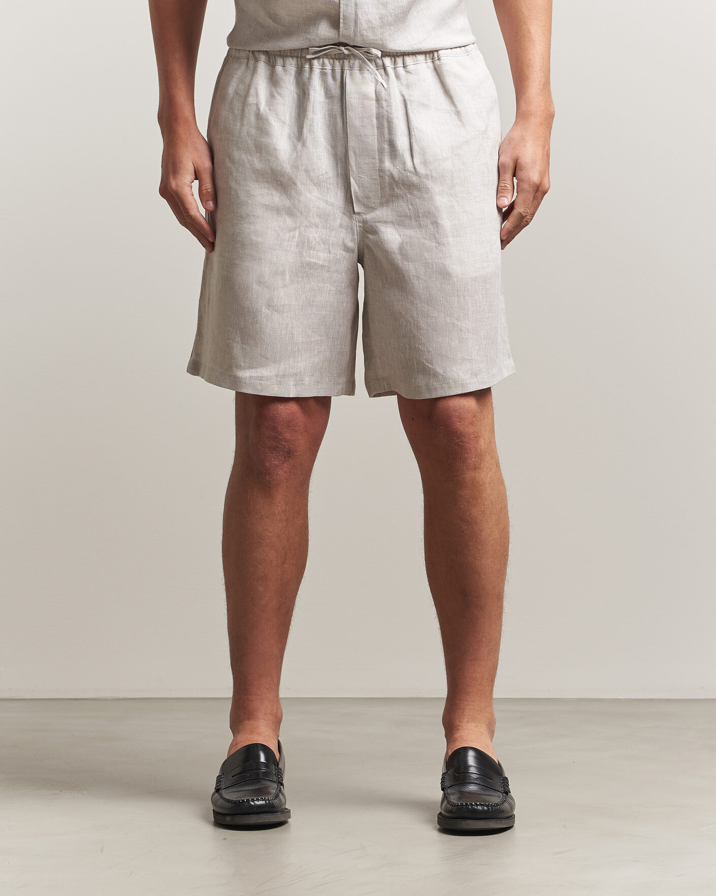 Uomini | Pantaloncini | J.Lindeberg | Joff Linen Drawstring Shorts Moonbeam