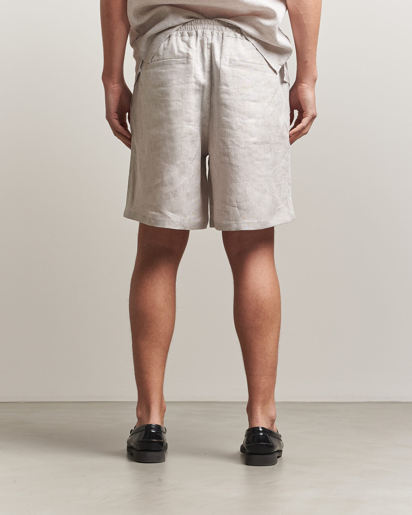 Uomini | Pantaloncini | J.Lindeberg | Joff Linen Drawstring Shorts Moonbeam
