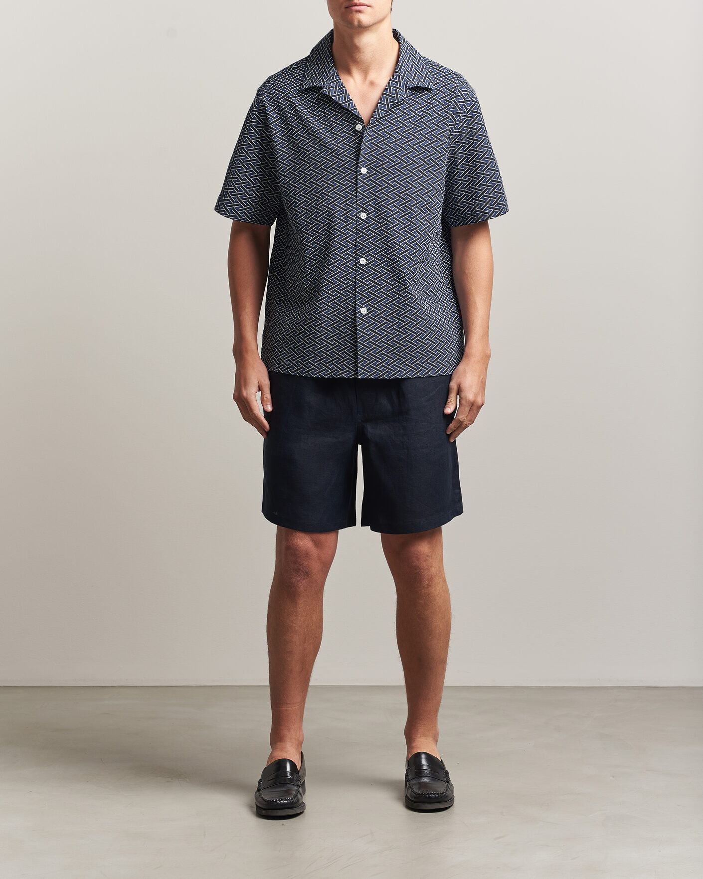 Uomini | Camicie | J.Lindeberg | Donso Geo Printed Resort Shirt Estate Navy