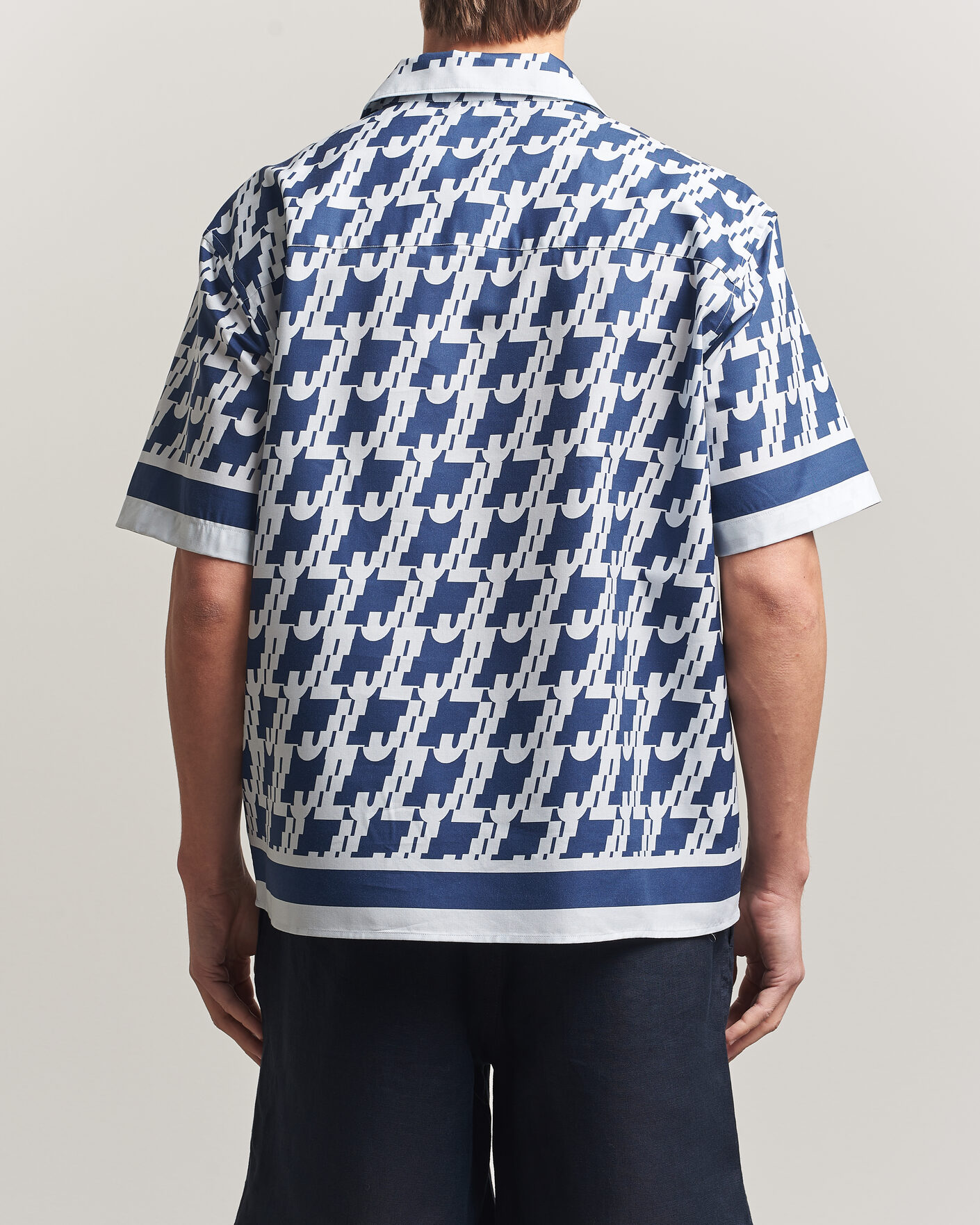 Uomini | Camicie | J.Lindeberg | Ellis Border Printed Resort Shirt Estate Blue