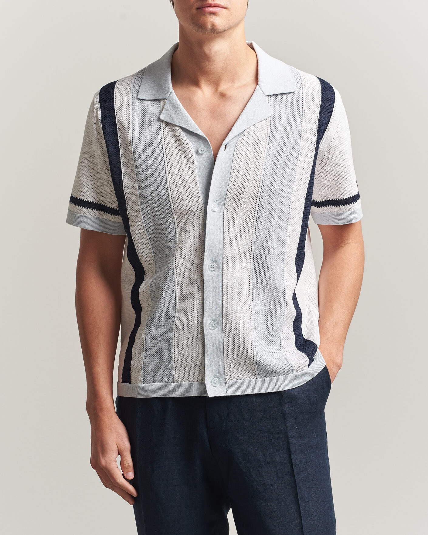 Uomini | Camicie | J.Lindeberg | Remus Knitted Resort Shirt Skywriting