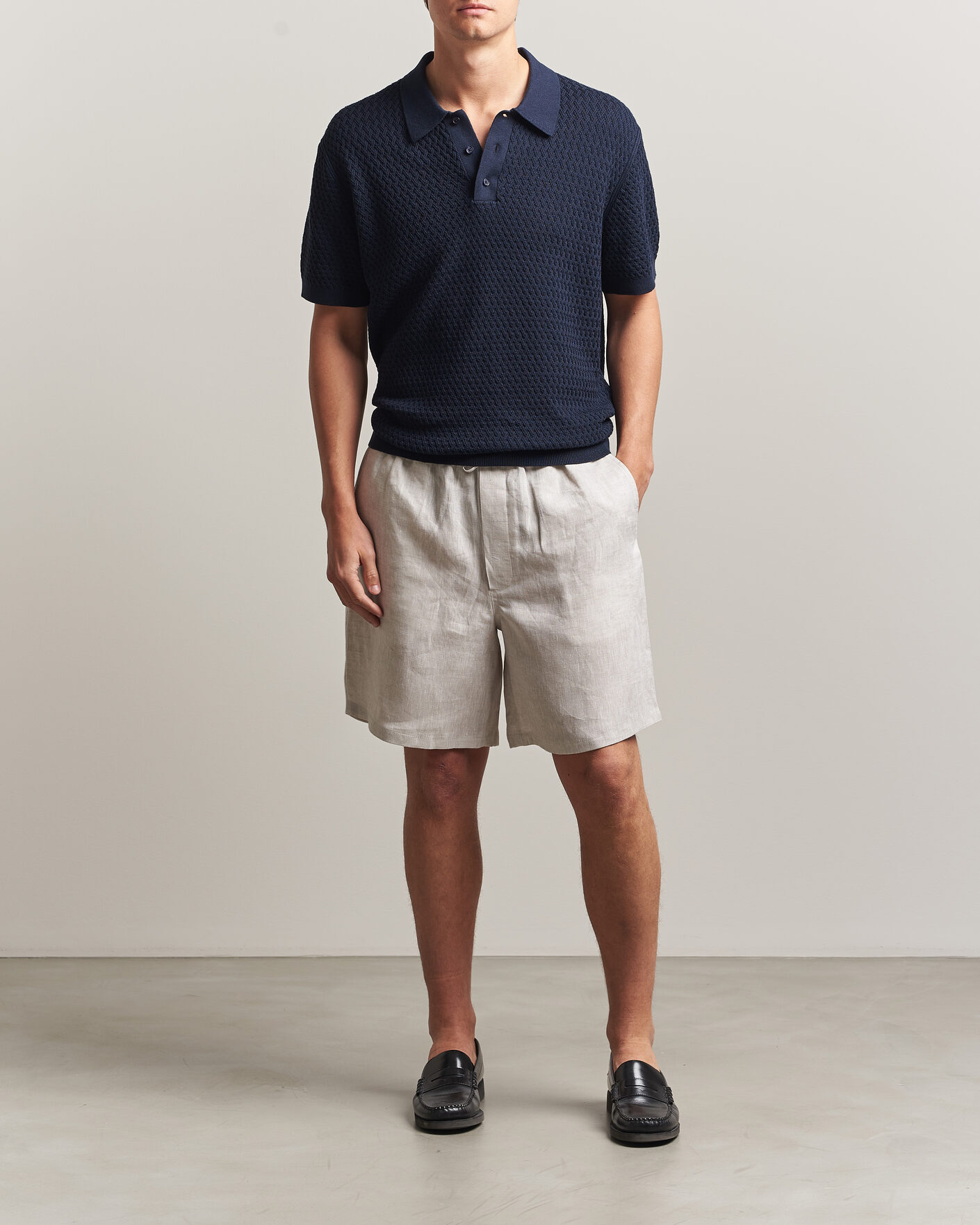 Uomini | Polo | J.Lindeberg | Jacques Structured Knitted Polo Navy