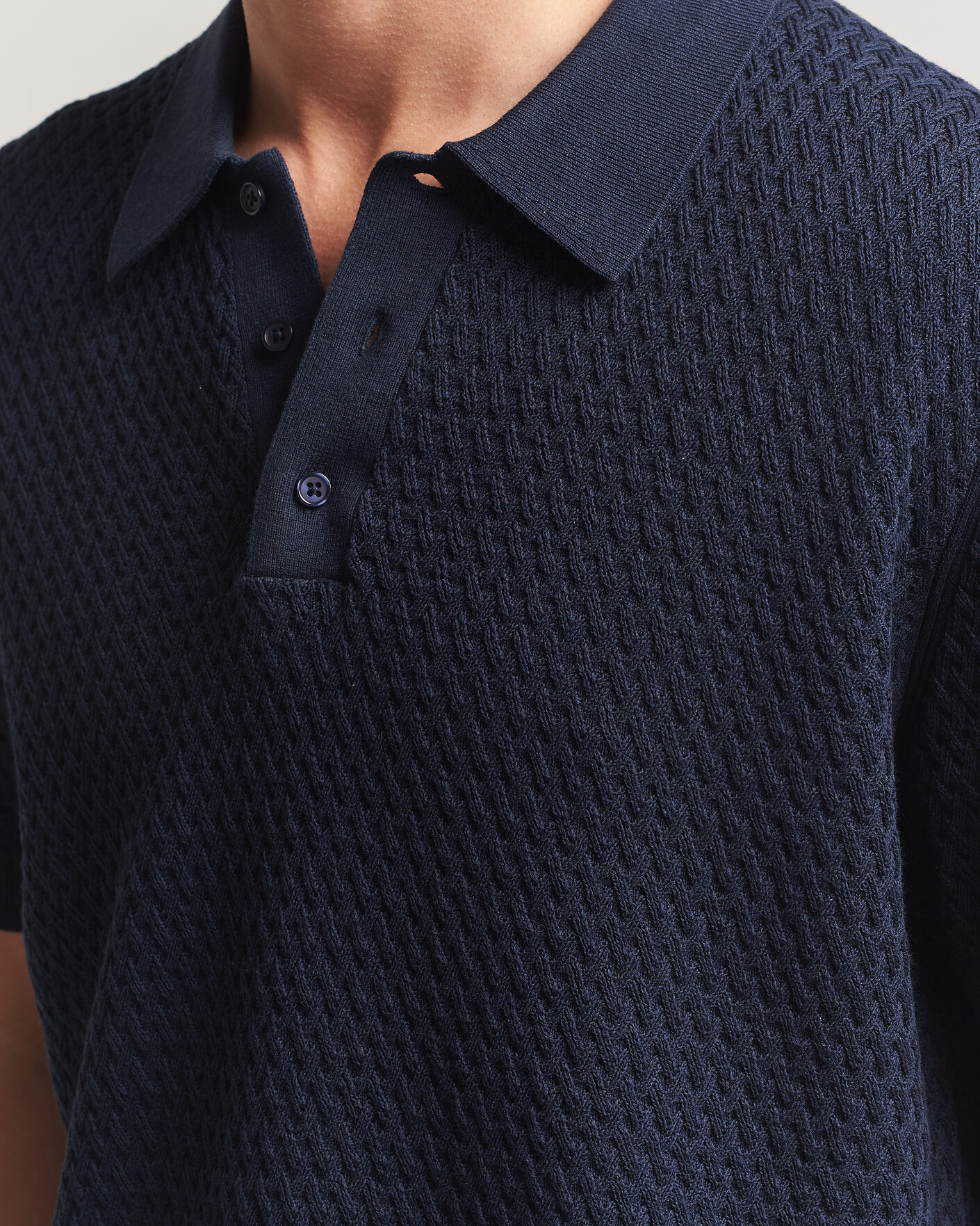 Uomini | Polo | J.Lindeberg | Jacques Structured Knitted Polo Navy