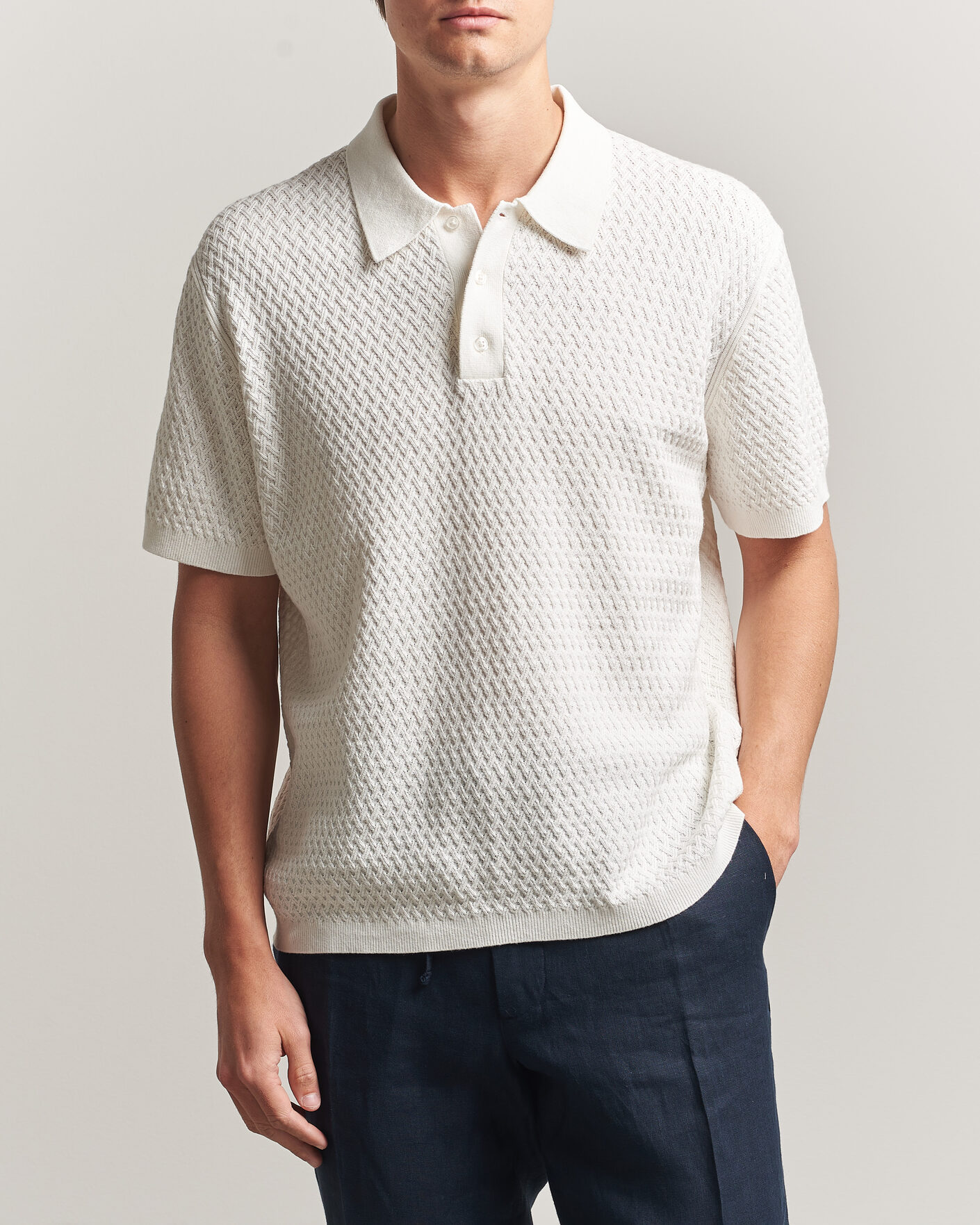 Uomini | Polo | J.Lindeberg | Jacques Structured Knitted Polo Tofu