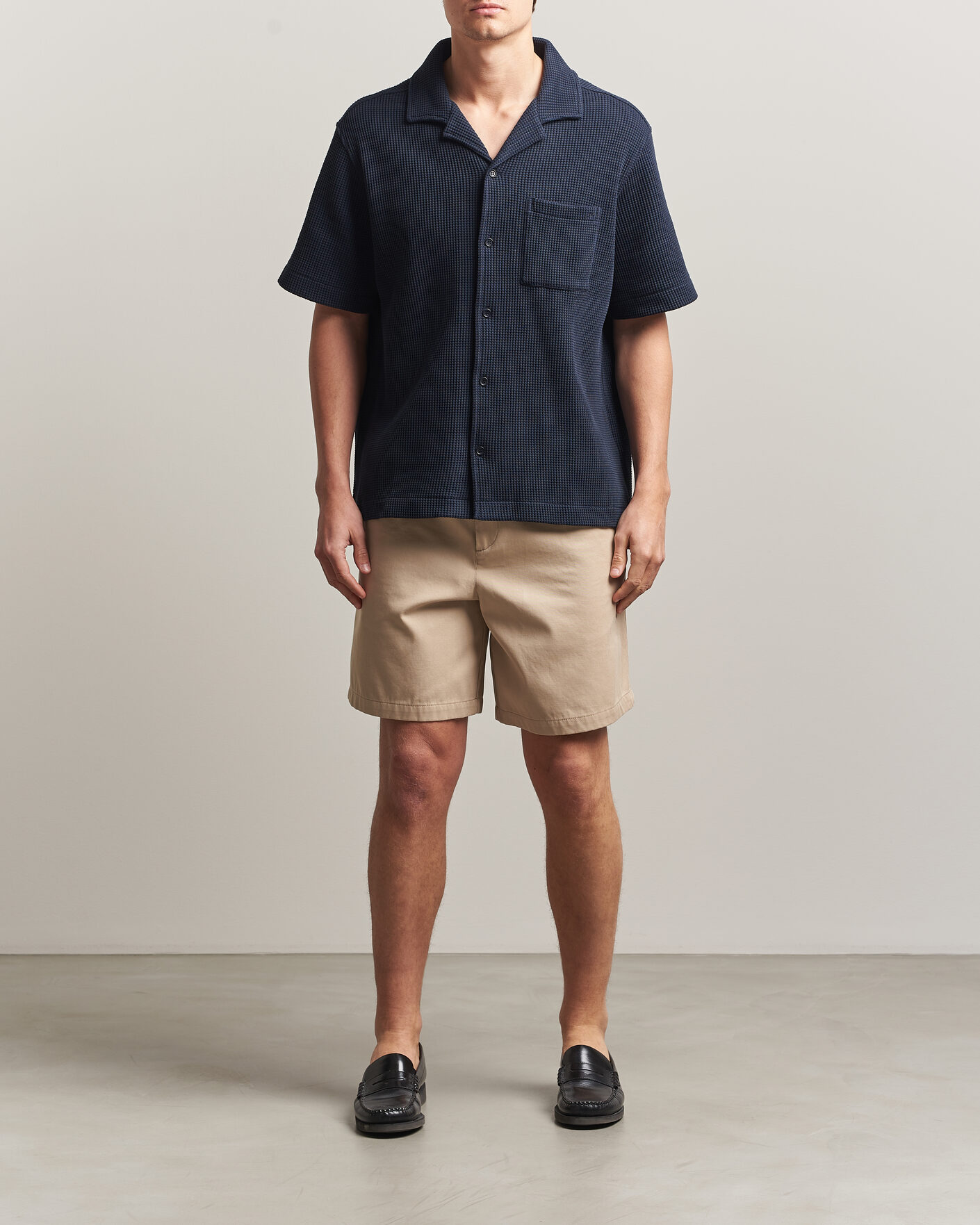 Uomini | Camicie | J.Lindeberg | Theron Waffle Resort Shirt Navy