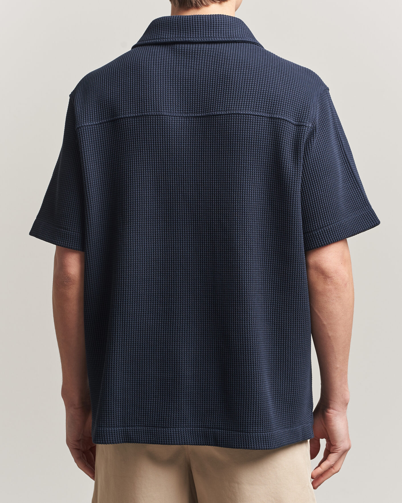 Uomini | Camicie | J.Lindeberg | Theron Waffle Resort Shirt Navy