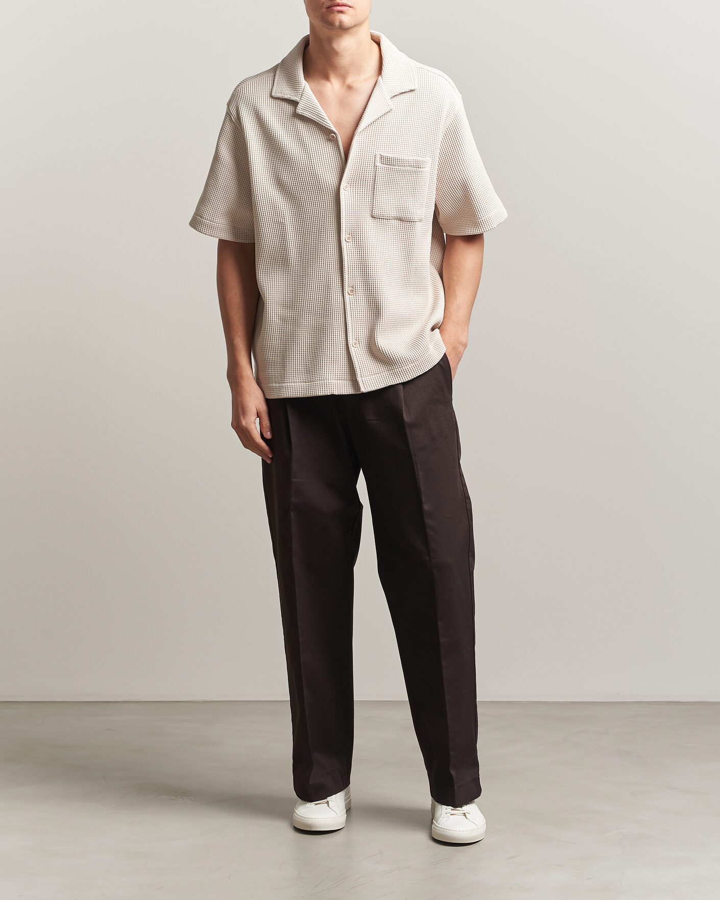Uomini | Camicie | J.Lindeberg | Theron Waffle Resort Shirt Moonbeam