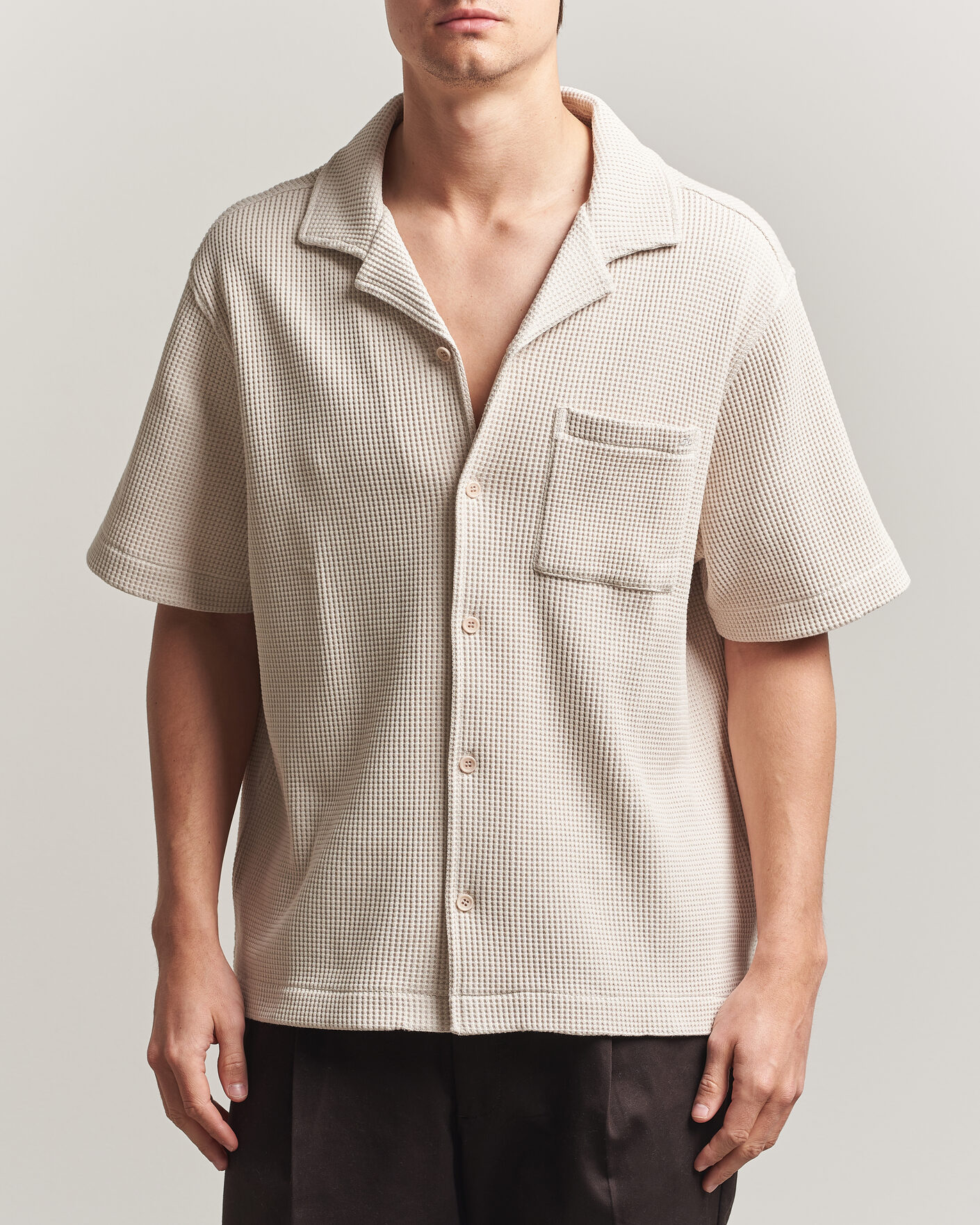 Uomini | Camicie | J.Lindeberg | Theron Waffle Resort Shirt Moonbeam
