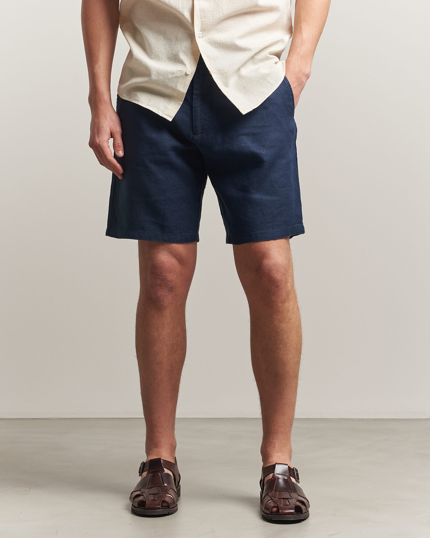Uomini | Pantaloncini | NN07 | Aden Linen Shorts Navy Blue