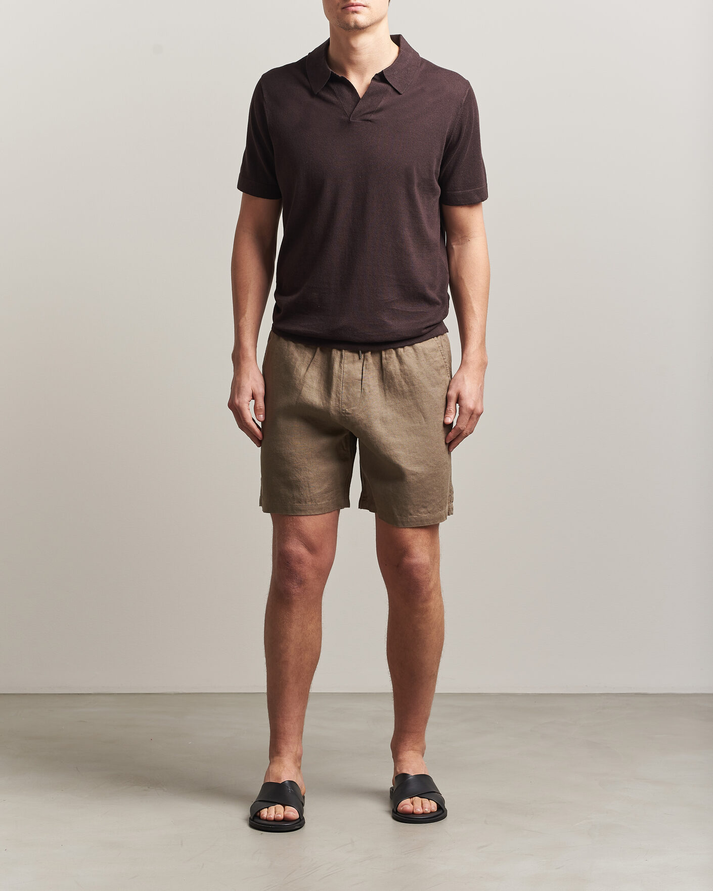Uomini | Pantaloncini | NN07 | Gregor Linen Drawstring Shorts Clay Mirage