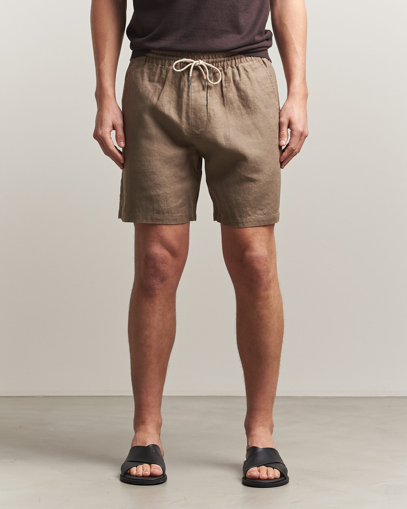 Uomini | Pantaloncini | NN07 | Gregor Linen Drawstring Shorts Clay Mirage