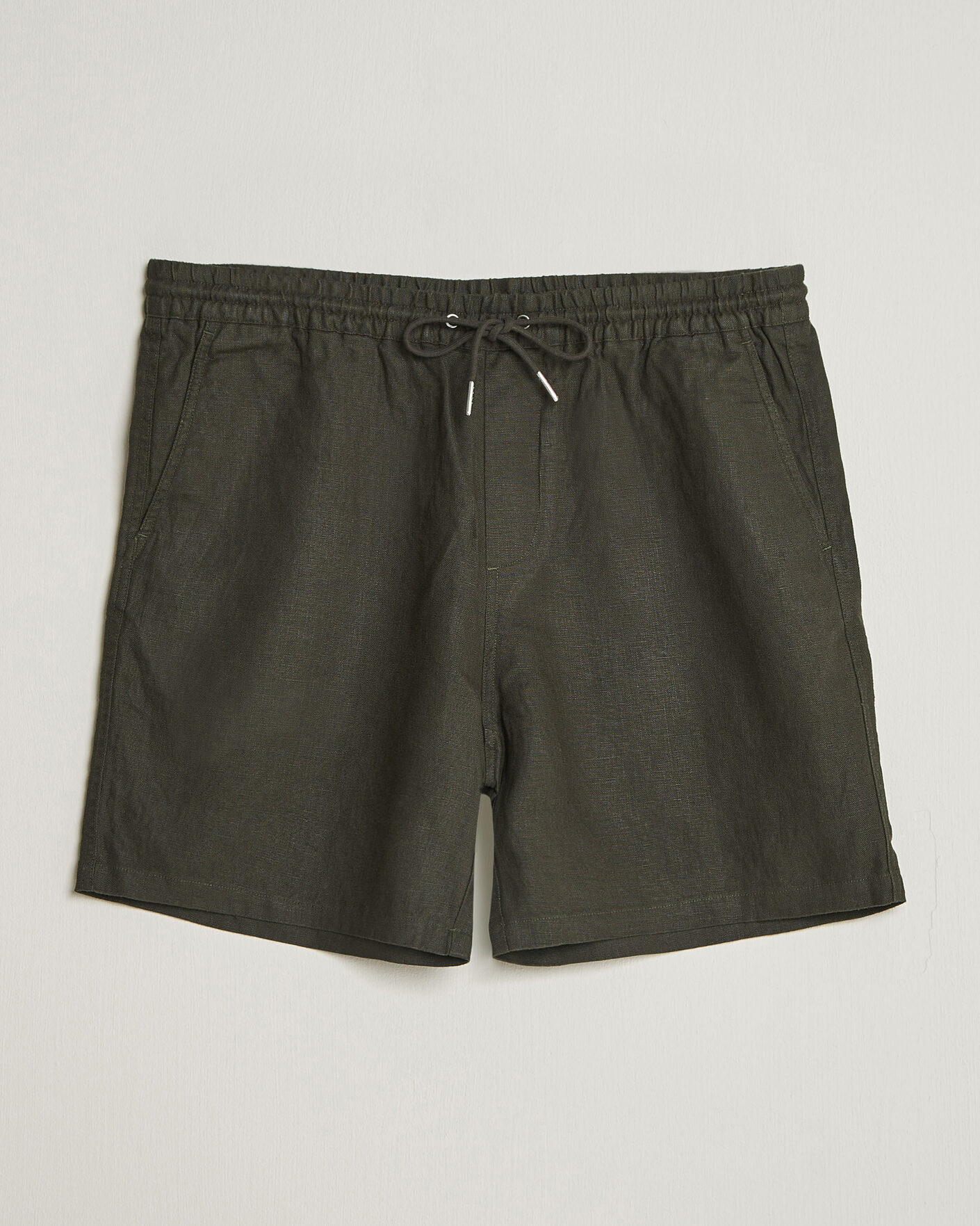 Uomini | Pantaloncini | NN07 | Gregor Linen Drawstring Shorts Dark Army