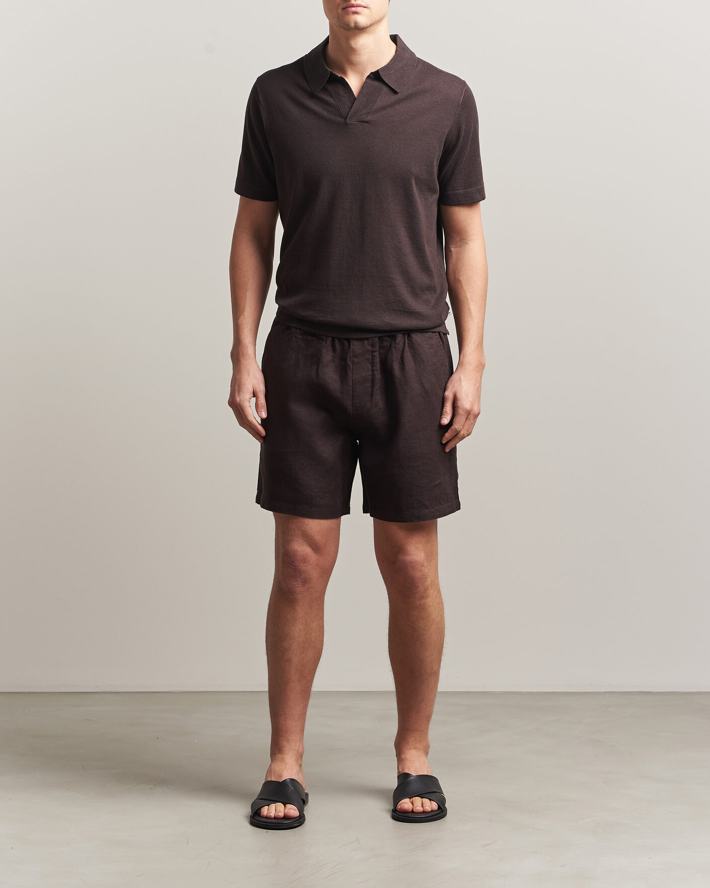 Uomini | Pantaloncini | NN07 | Gregor Linen Drawstring Shorts Dusky Port