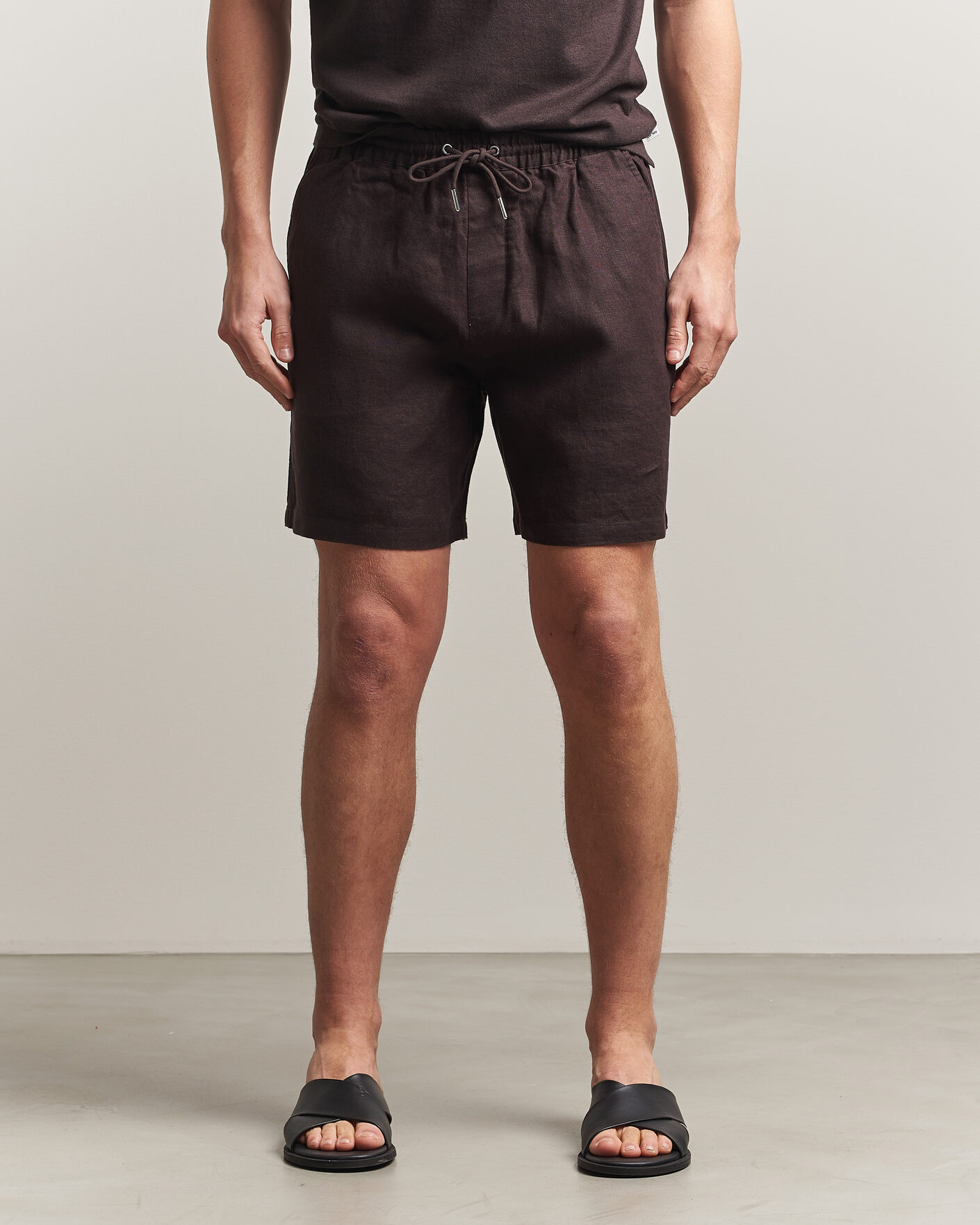 Uomini | Pantaloncini | NN07 | Gregor Linen Drawstring Shorts Dusky Port