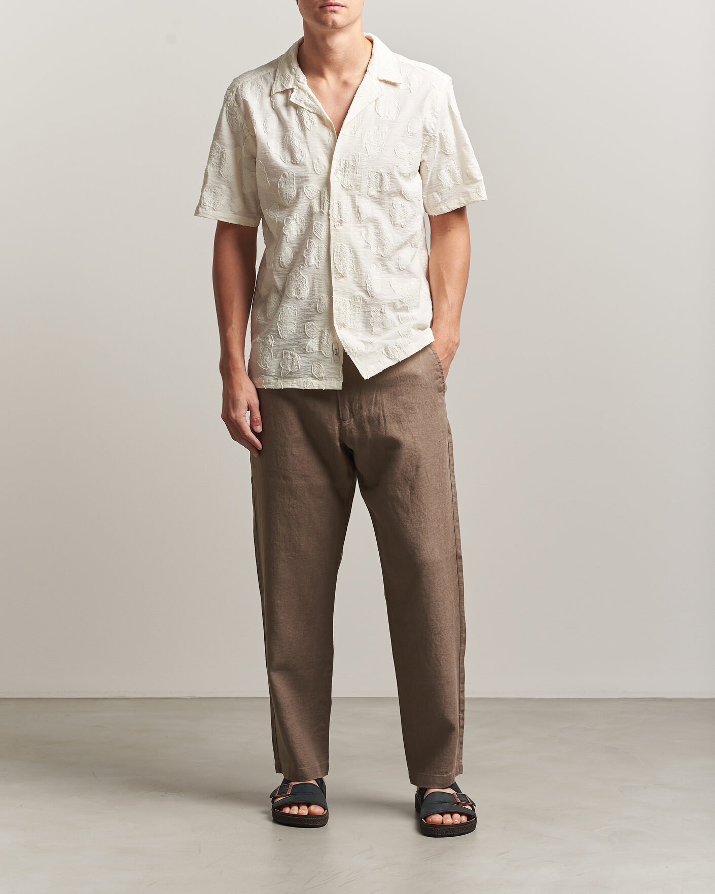 Uomini | Pantaloni | NN07 | Aden Regular Fit Linen Trousers Clay Mirage