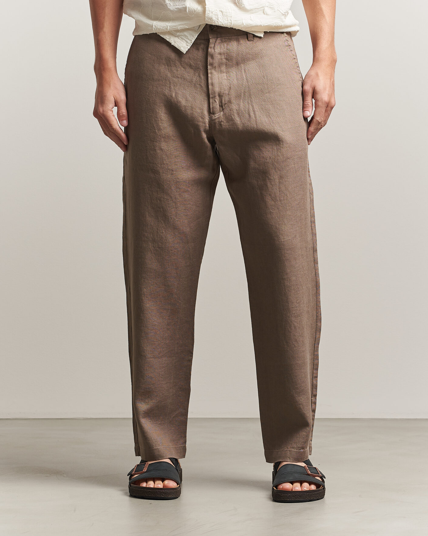 Uomini | Pantaloni | NN07 | Aden Regular Fit Linen Trousers Clay Mirage