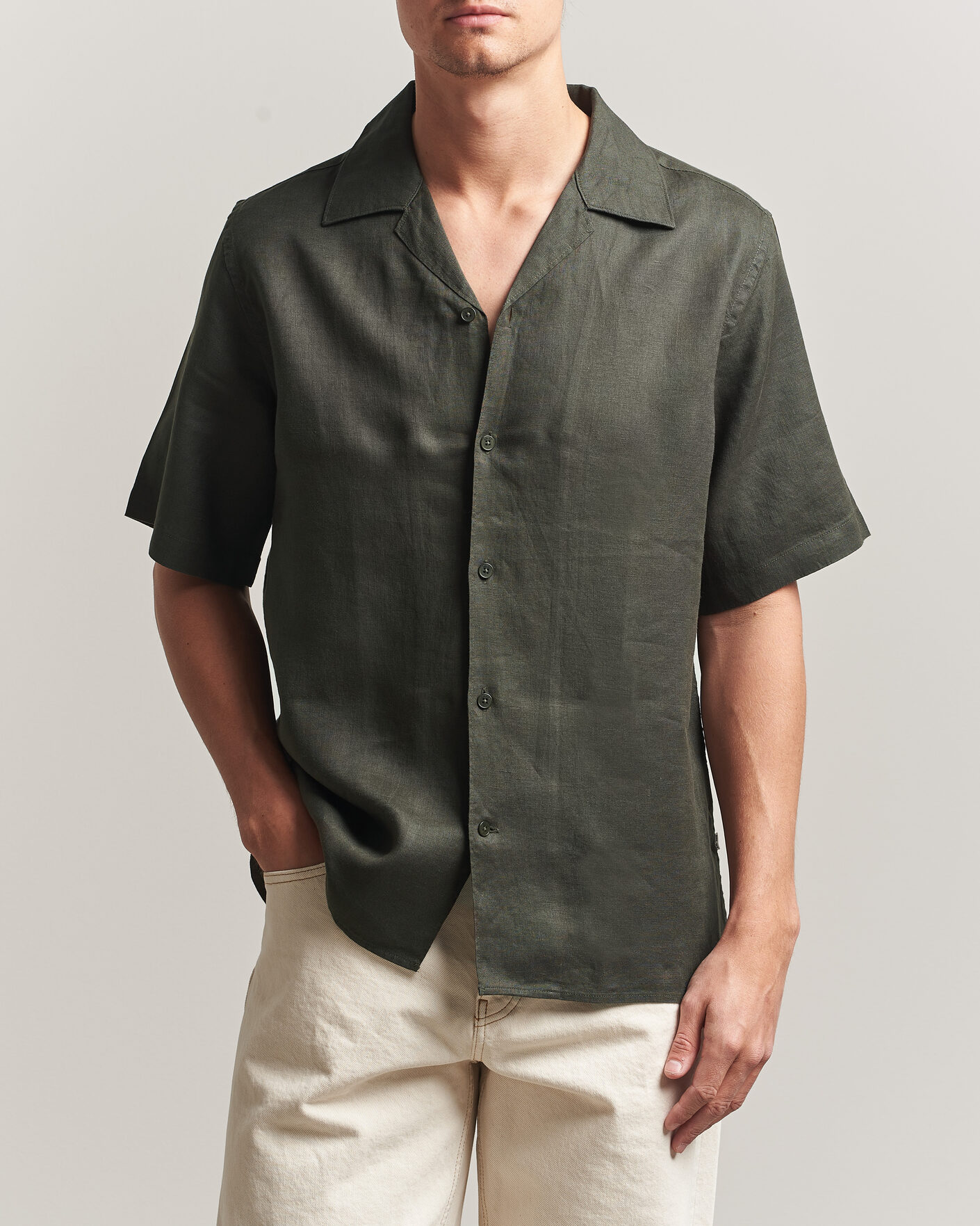 Uomini | Camicie | NN07 | Julio Linen Resort Shirt Dark Army