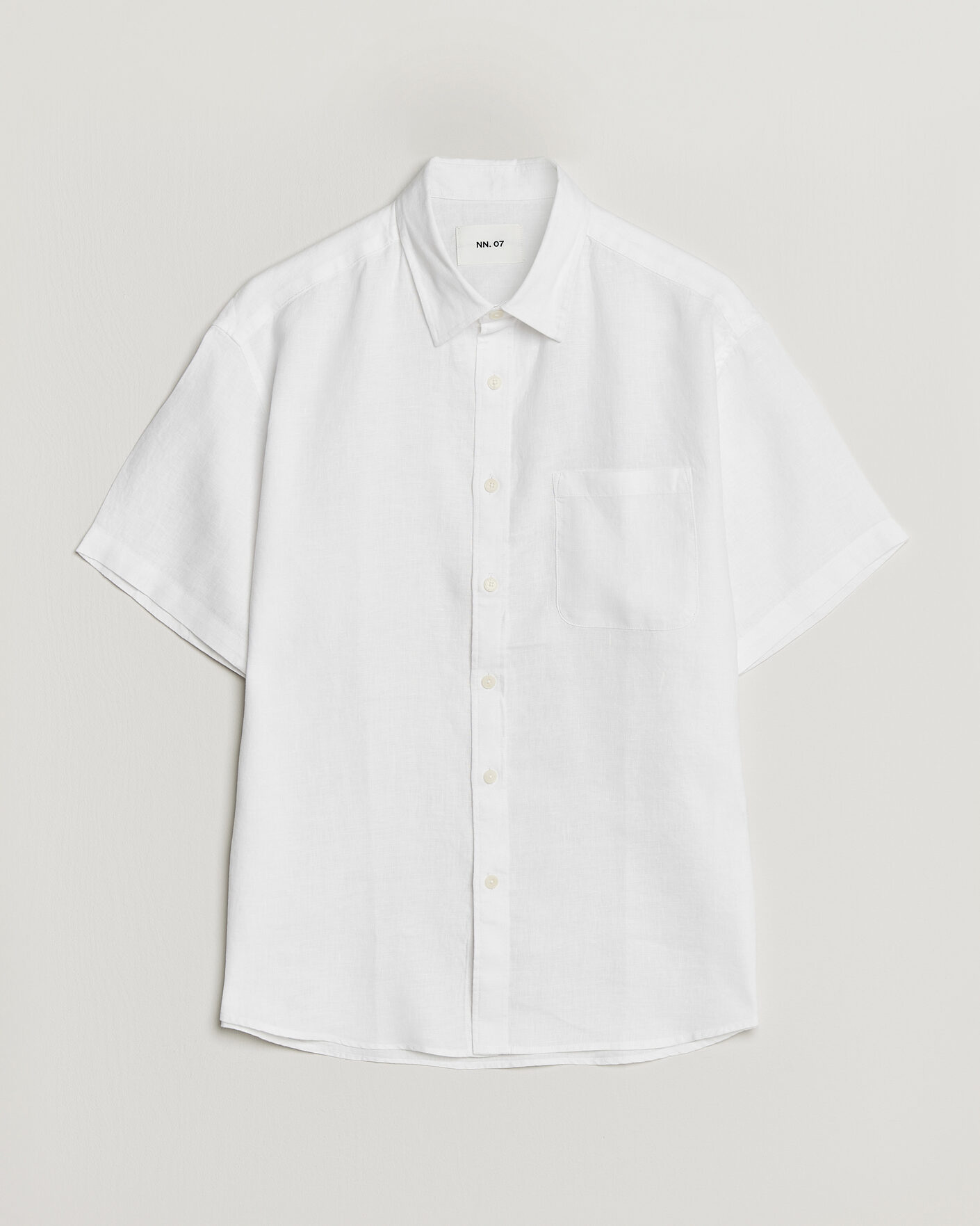 Uomini | Camicie | NN07 | Deon Linen Short Sleeve Shirt White