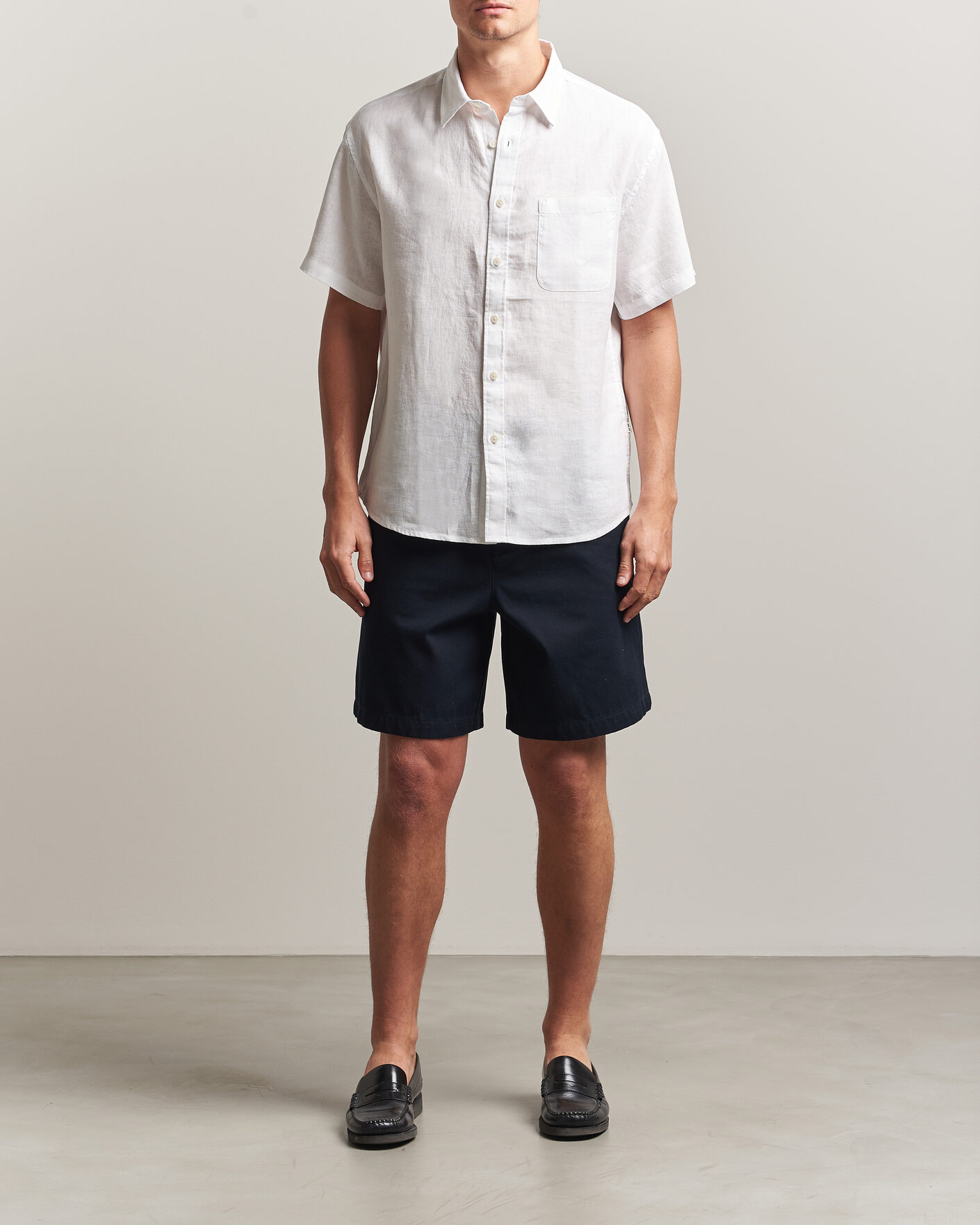 Uomini | Camicie | NN07 | Deon Linen Short Sleeve Shirt White