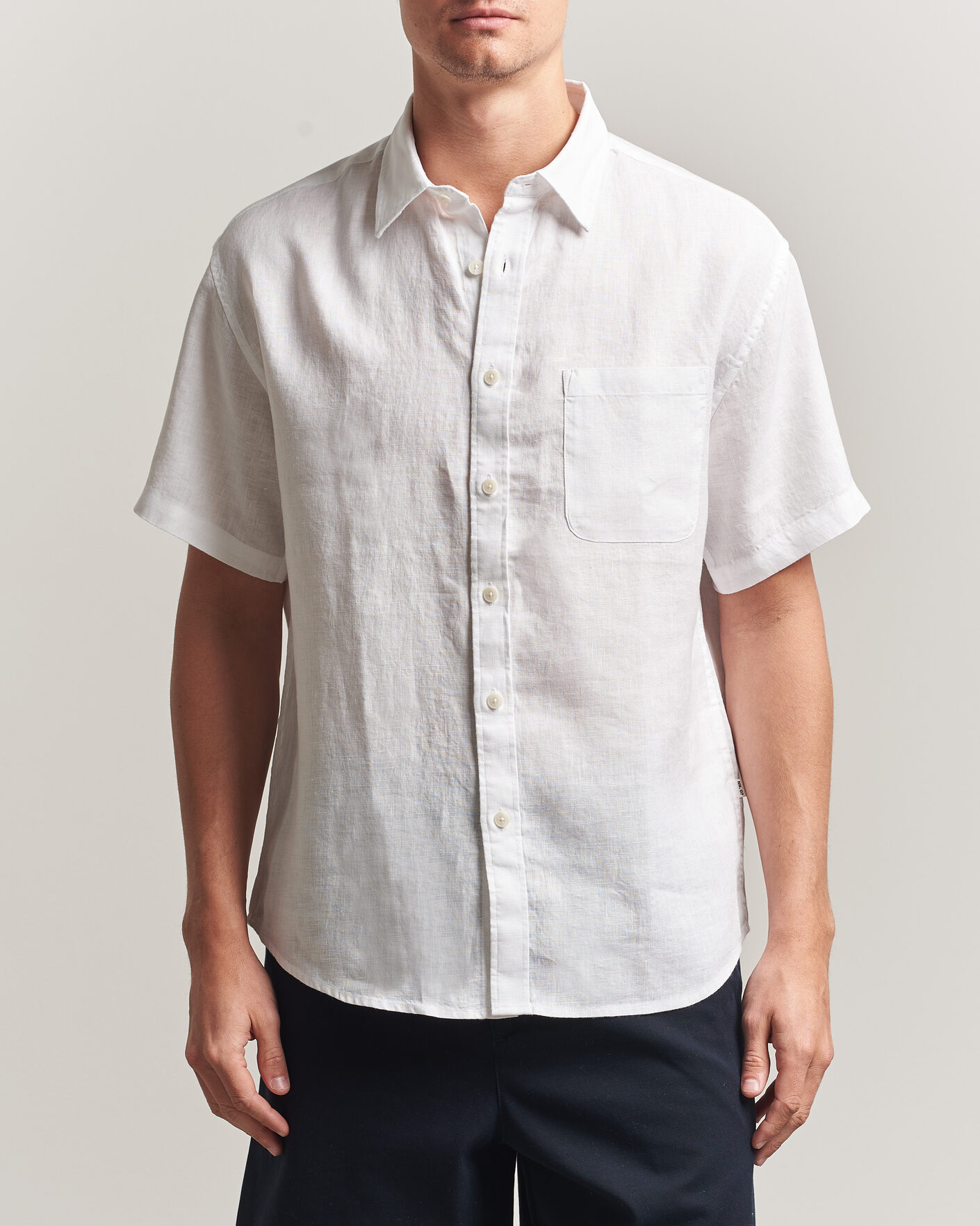Uomini | Camicie | NN07 | Deon Linen Short Sleeve Shirt White