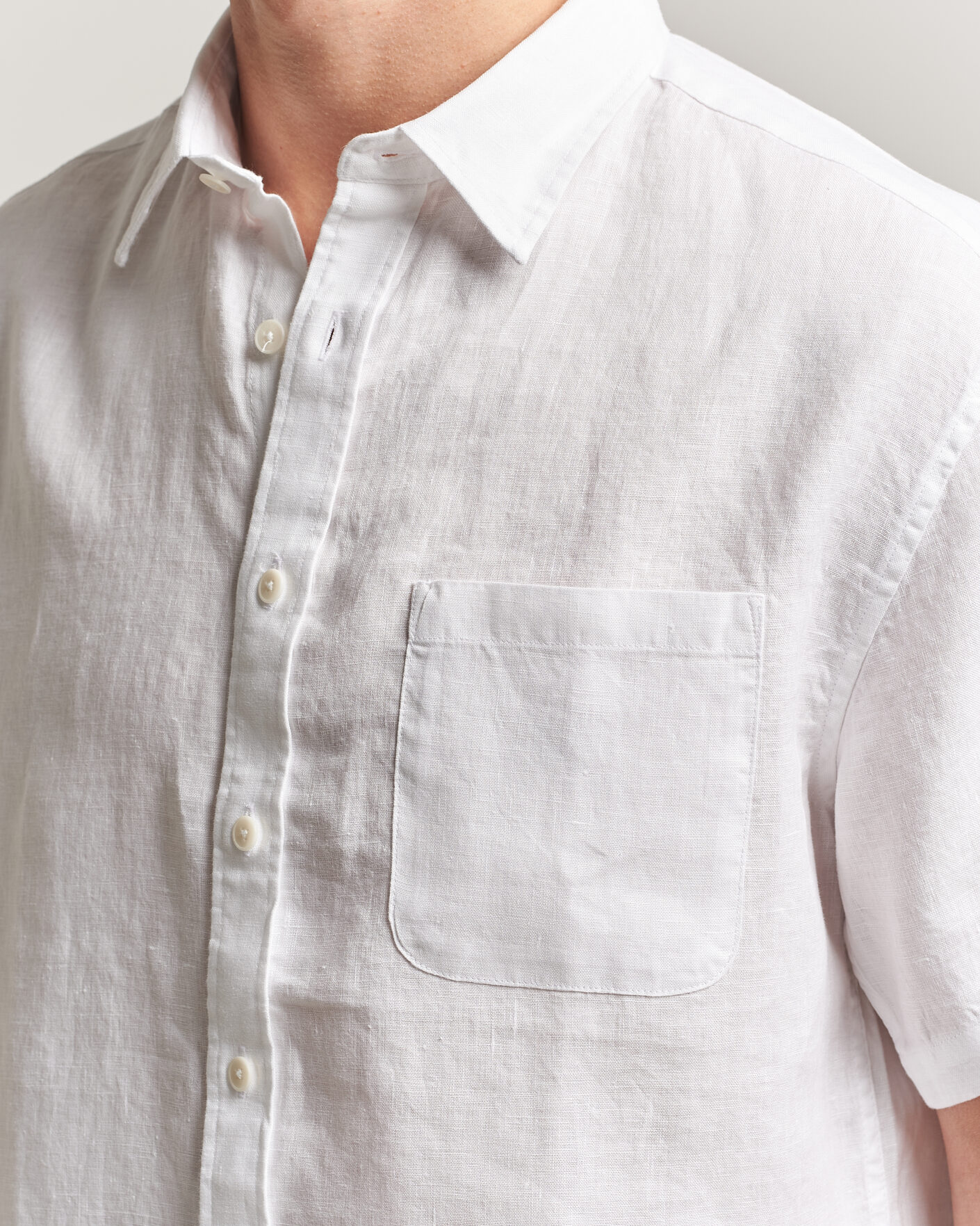 Uomini | Camicie | NN07 | Deon Linen Short Sleeve Shirt White