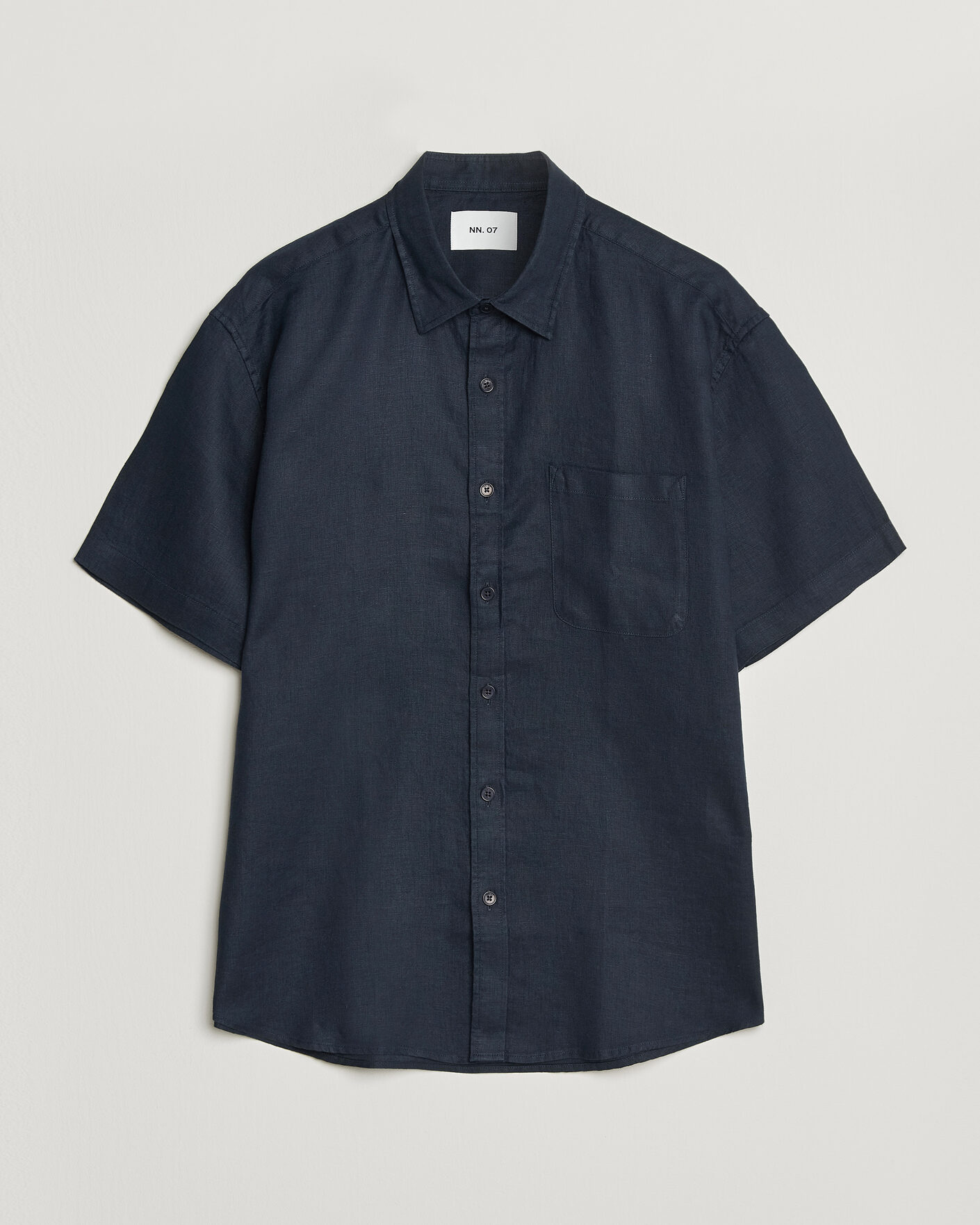 Uomini | Camicie | NN07 | Deon Linen Short Sleeve Shirt Navy Blue