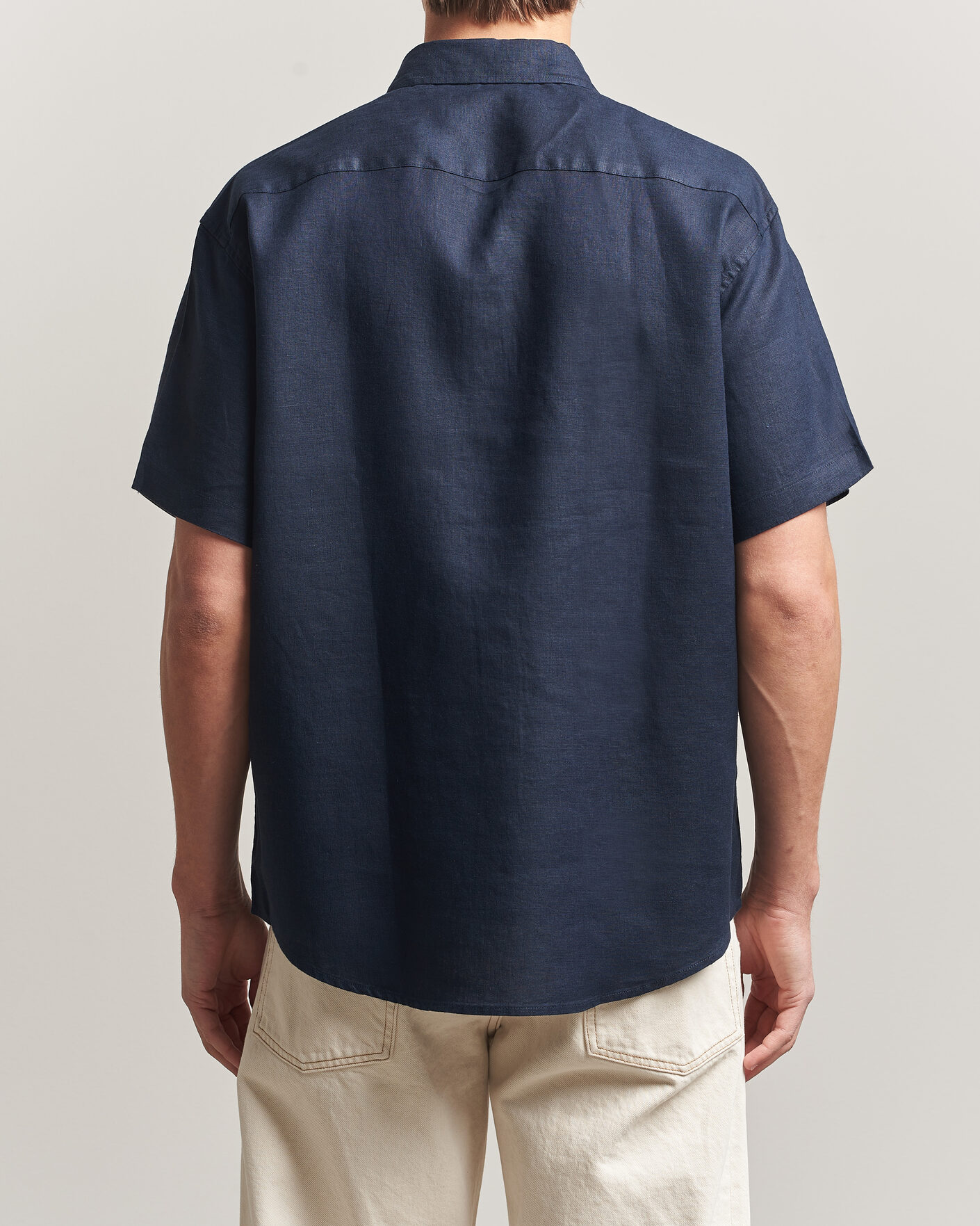 Uomini | Camicie | NN07 | Deon Linen Short Sleeve Shirt Navy Blue
