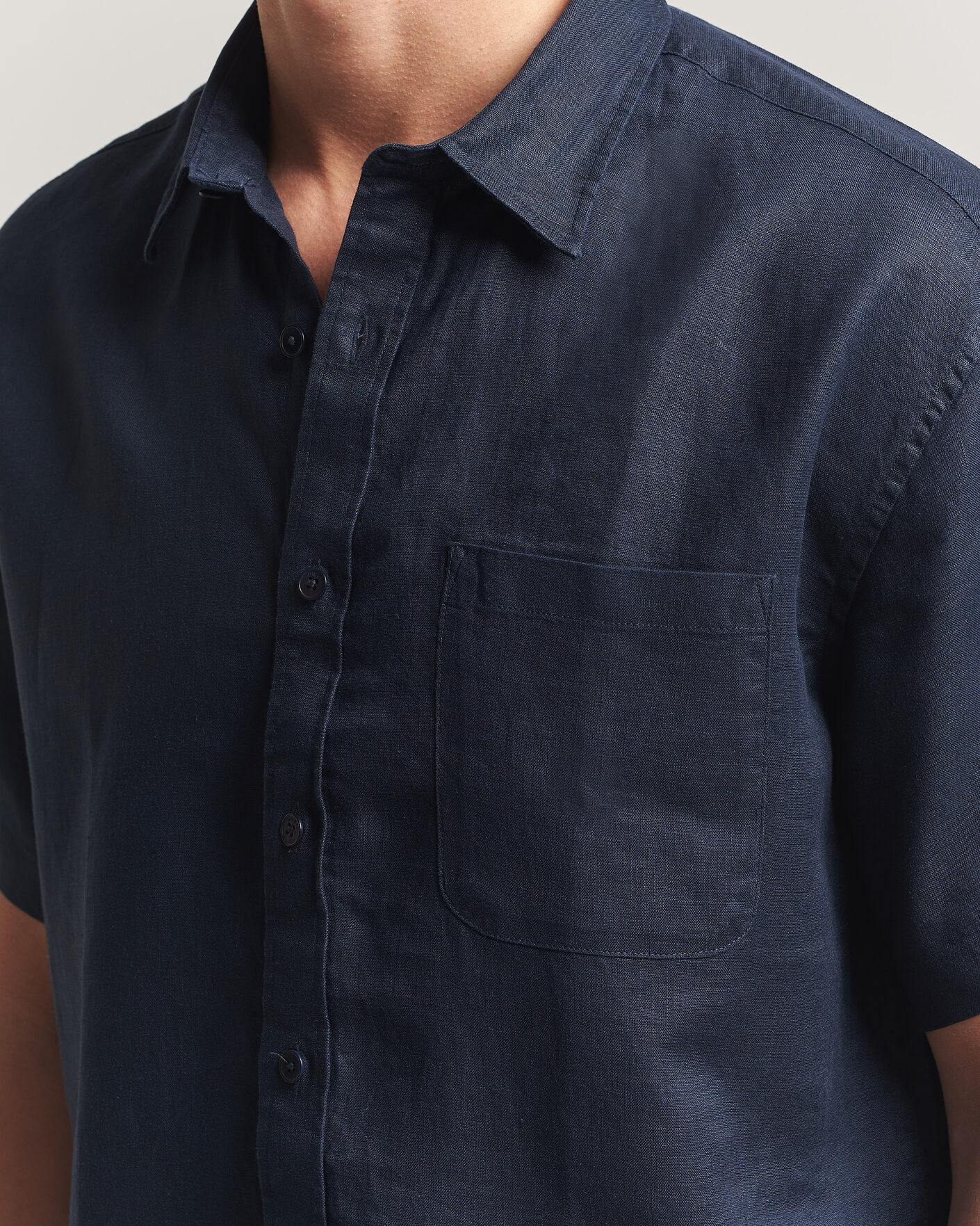 Uomini | Camicie | NN07 | Deon Linen Short Sleeve Shirt Navy Blue