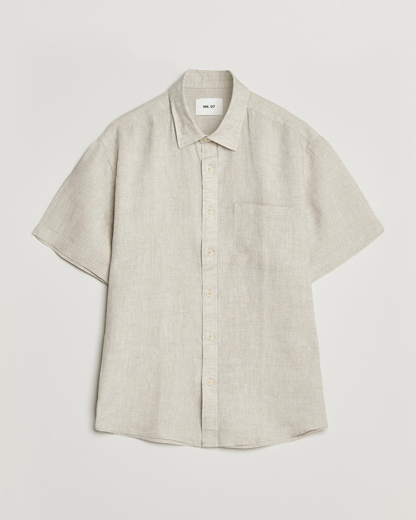 Uomini | Camicie | NN07 | Deon Linen Short Sleeve Shirt Oat