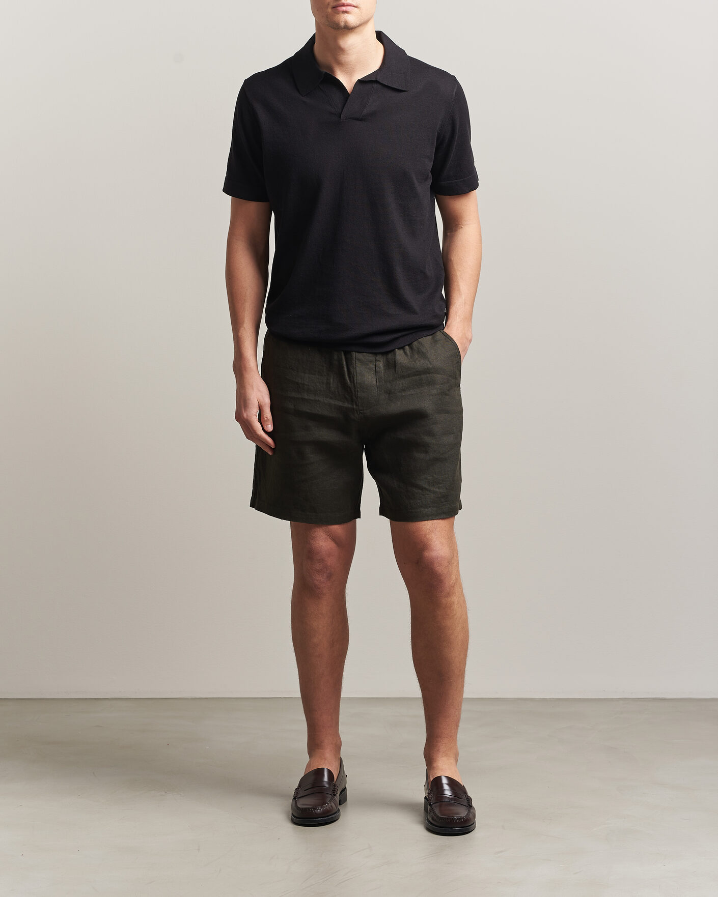 Uomini | Polo | NN07 | Ryan Cotton/Linen Polo Black
