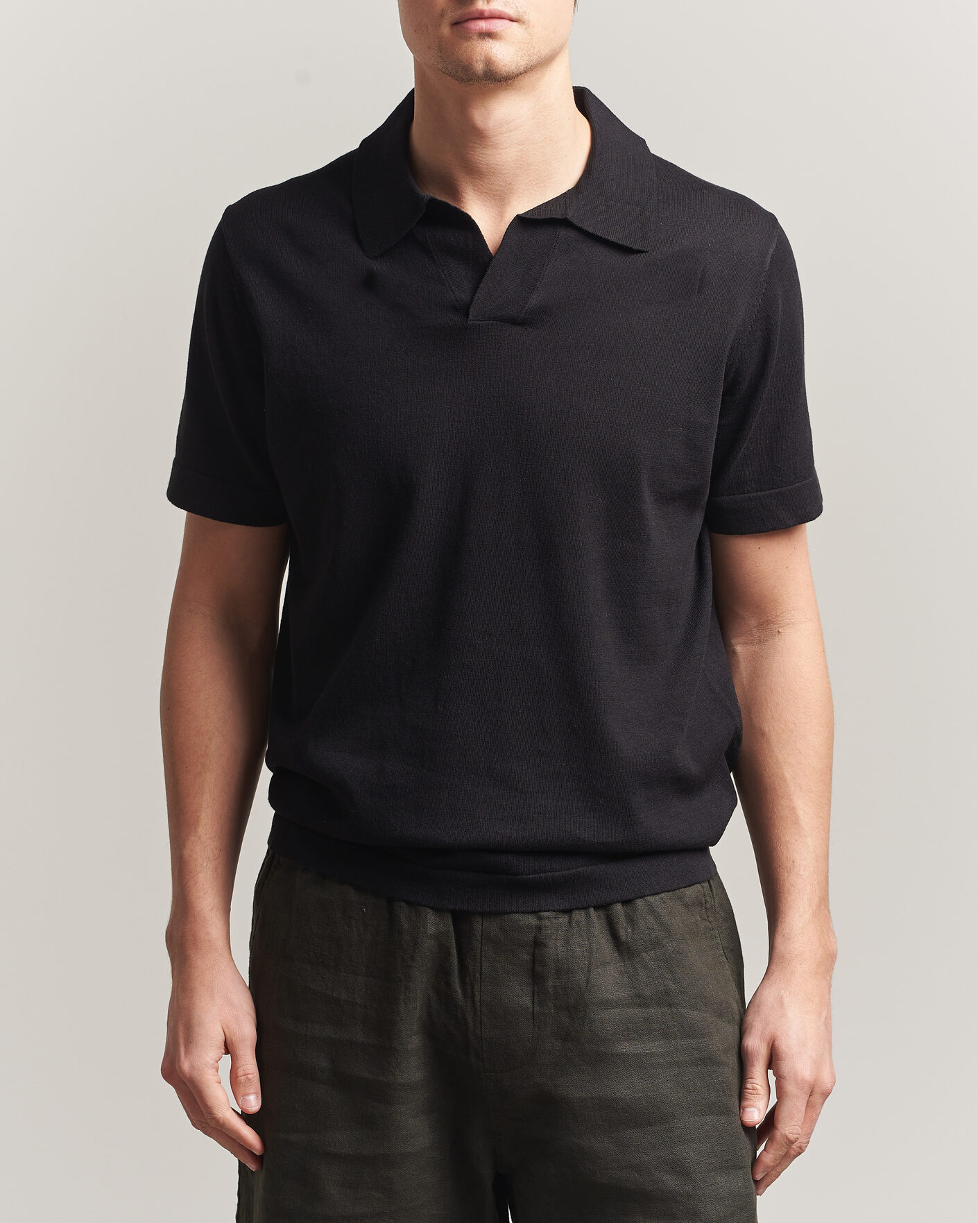 Uomini | Polo | NN07 | Ryan Cotton/Linen Polo Black