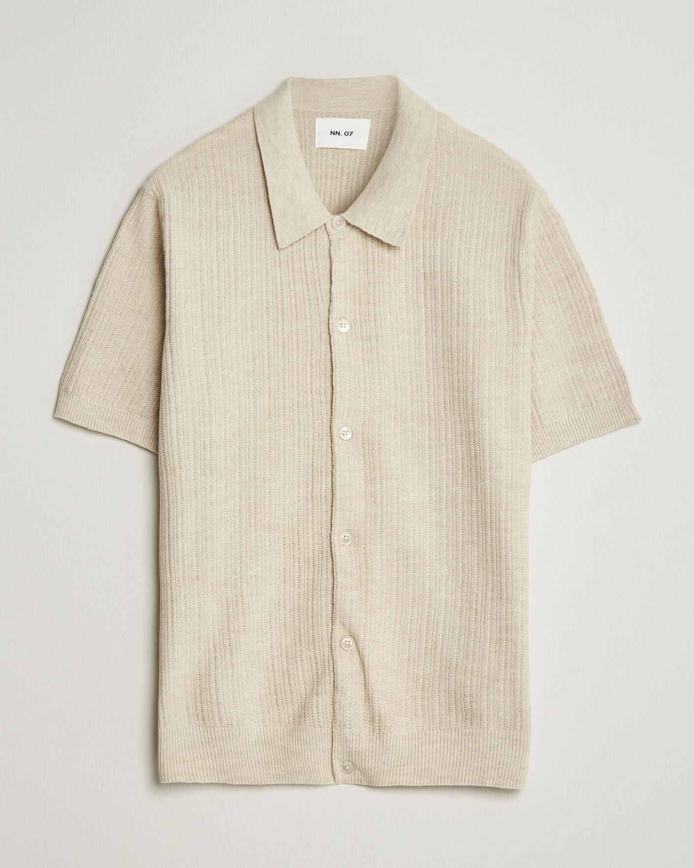 Uomini | Camicie | NN07 | Nolan Knitted Short Sleeve Shirt Ivory