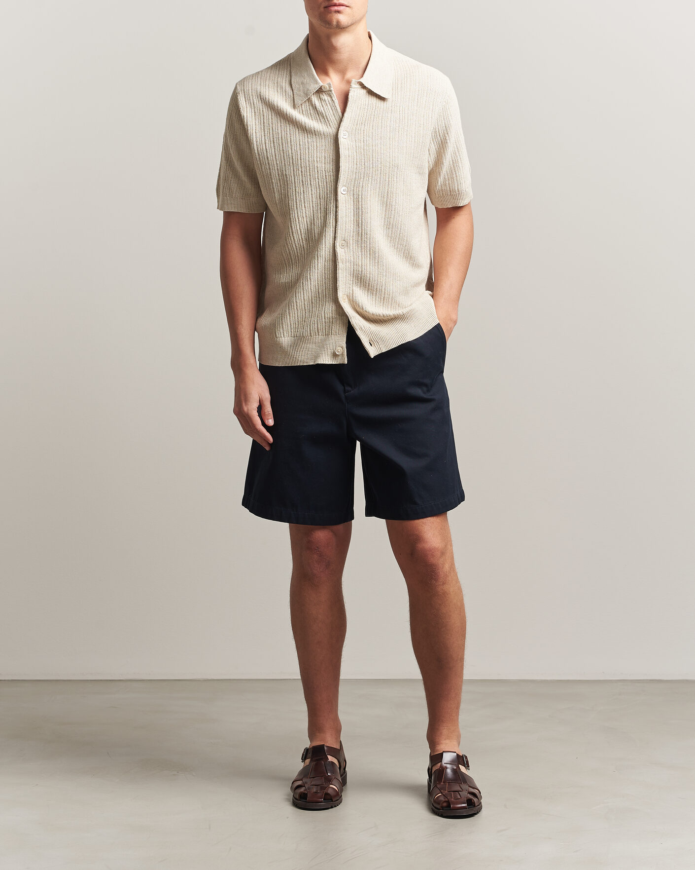 Uomini | Camicie | NN07 | Nolan Knitted Short Sleeve Shirt Ivory