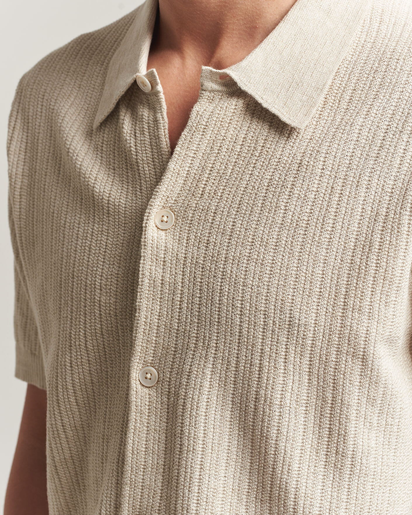 Uomini | Camicie | NN07 | Nolan Knitted Short Sleeve Shirt Ivory