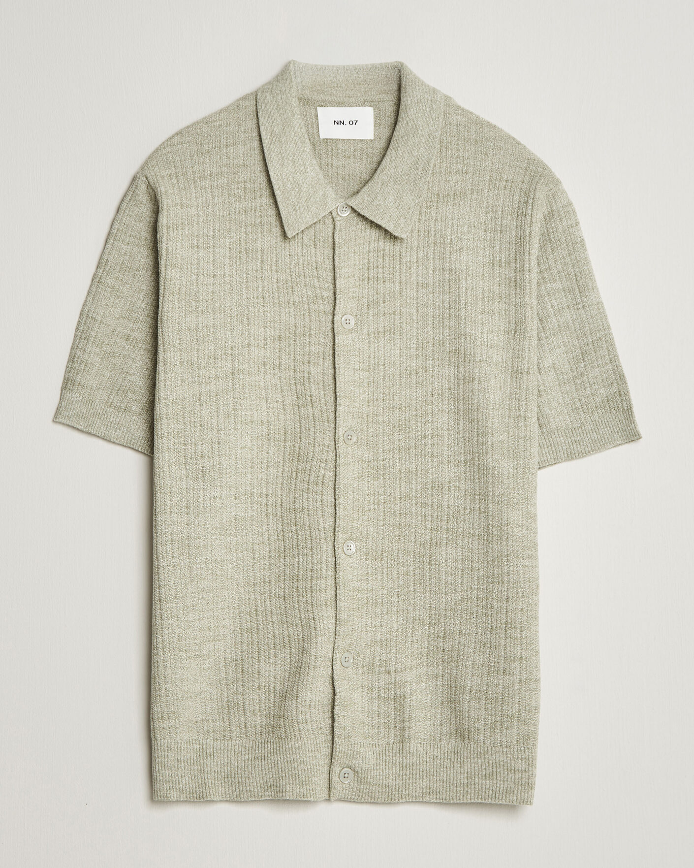 Uomini | Camicie | NN07 | Nolan Knitted Short Sleeve Shirt Sage Green