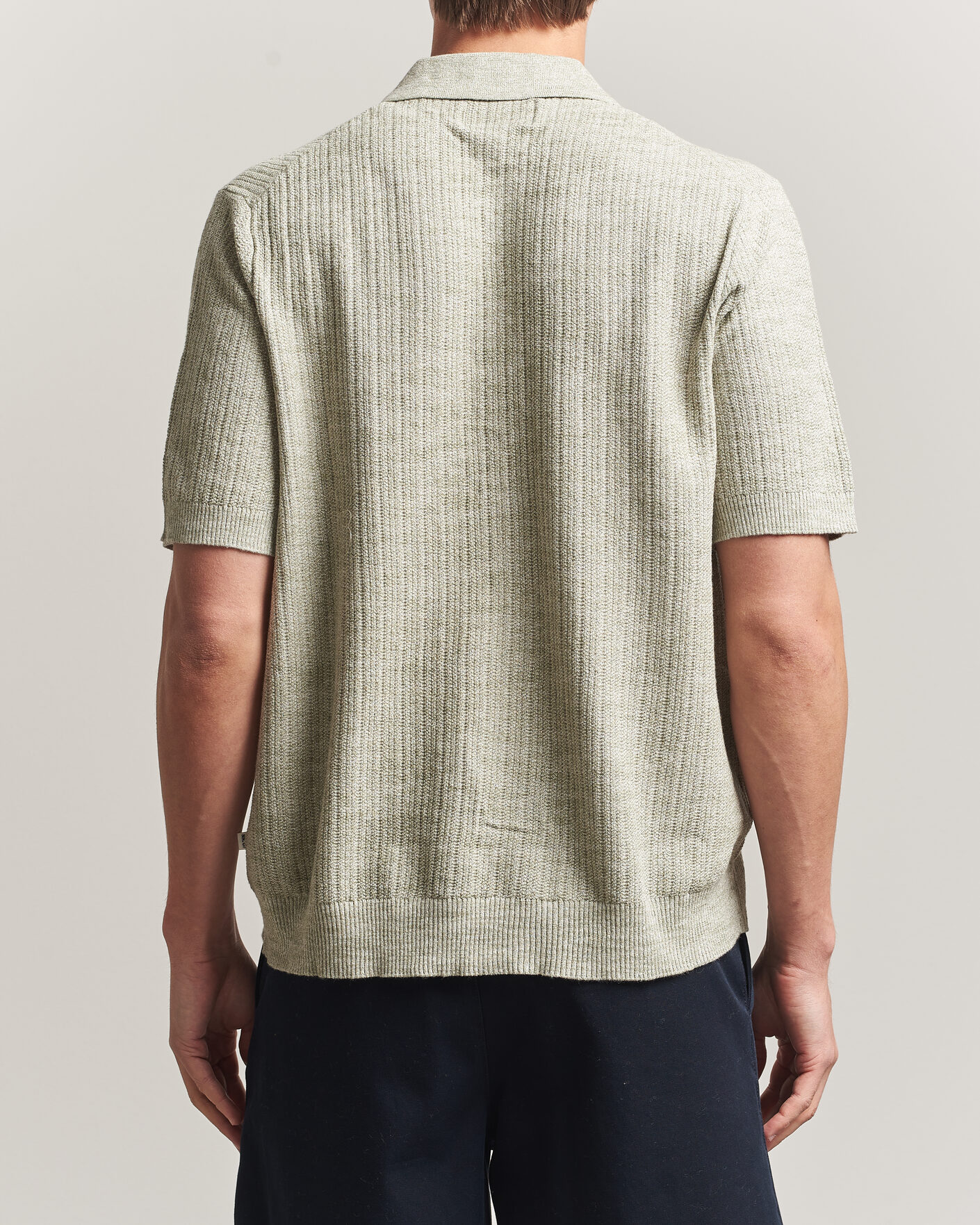 Uomini | Camicie | NN07 | Nolan Knitted Short Sleeve Shirt Sage Green