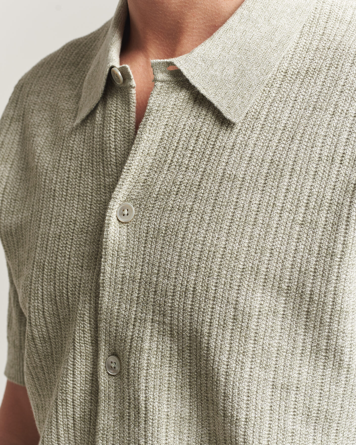 Uomini | Camicie | NN07 | Nolan Knitted Short Sleeve Shirt Sage Green