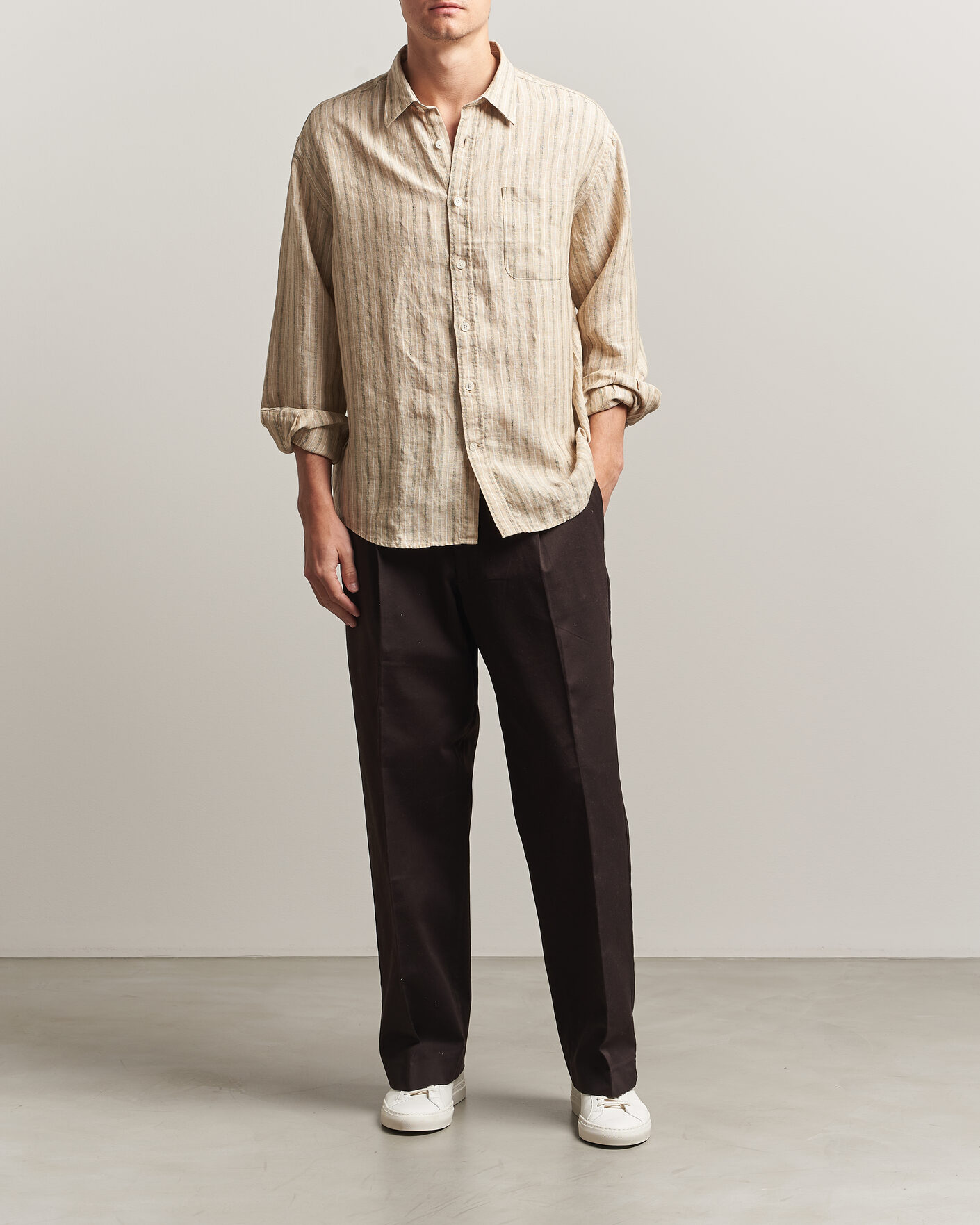 Uomini | Camicie | NN07 | Deon Linen Shirt Black Stripe